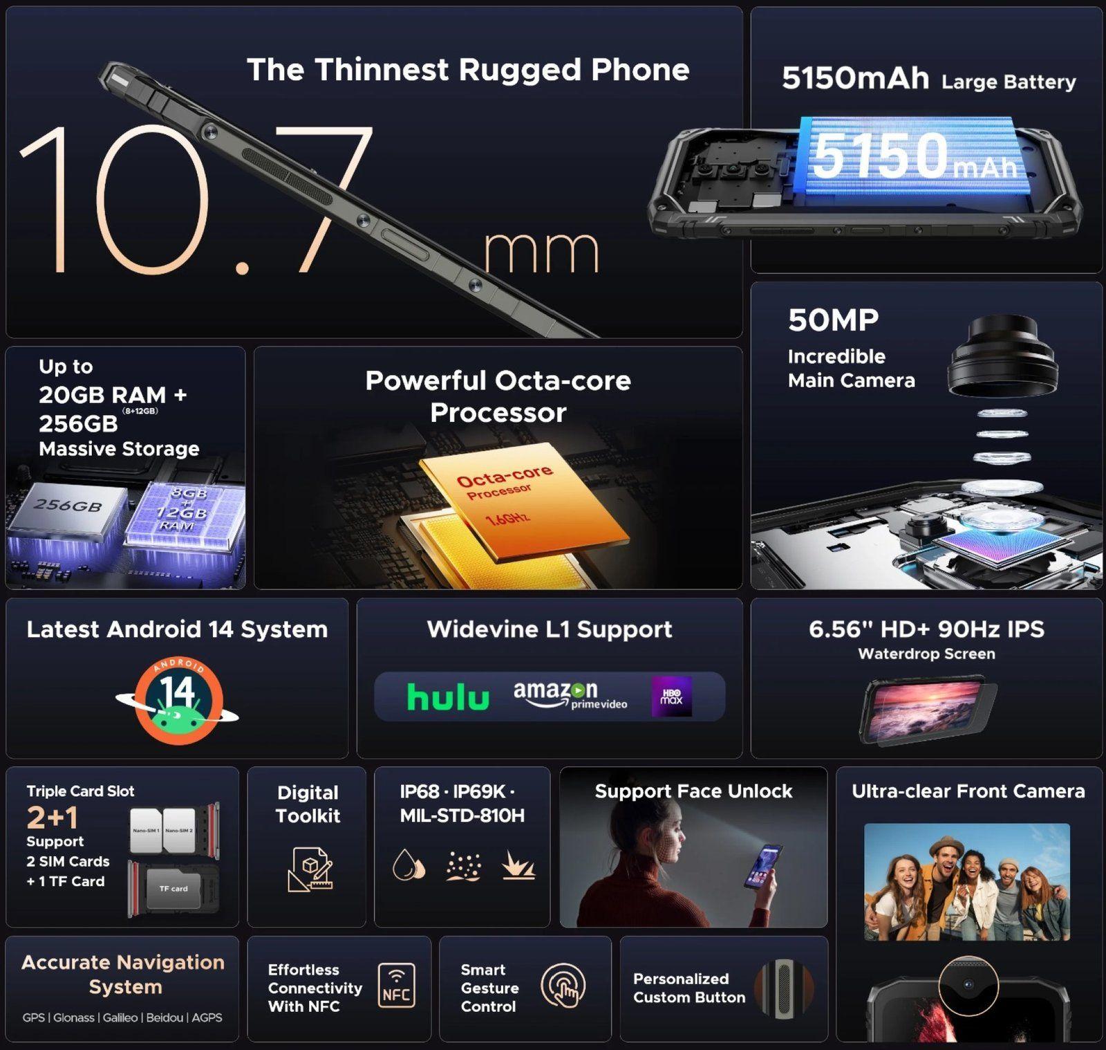DOOGEE Blade 10 Ultra - Smartphone Resistente Golpes y Agua-2