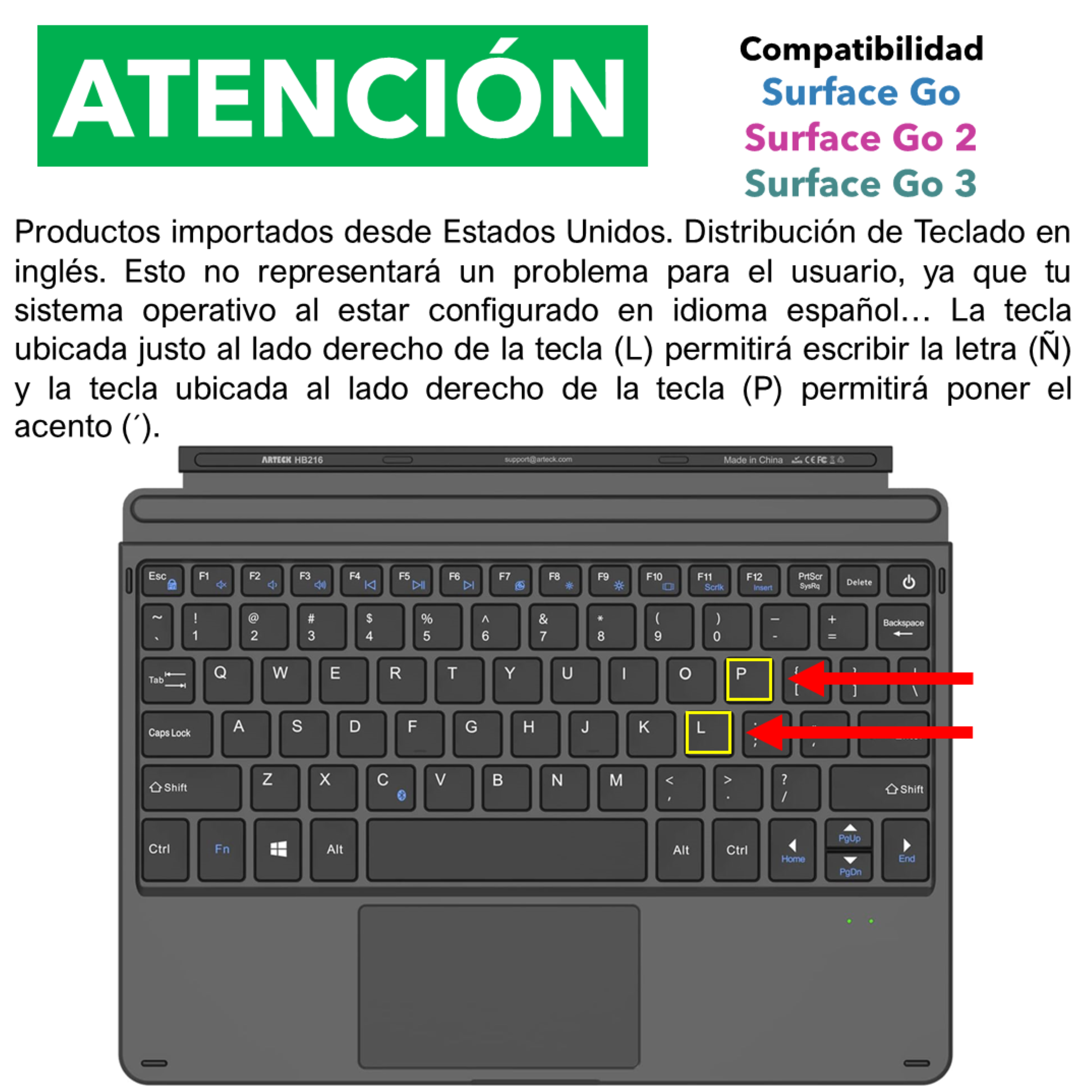 Para: Surface Go, Surface Go 2, Surface Go 3 - Teclado-1