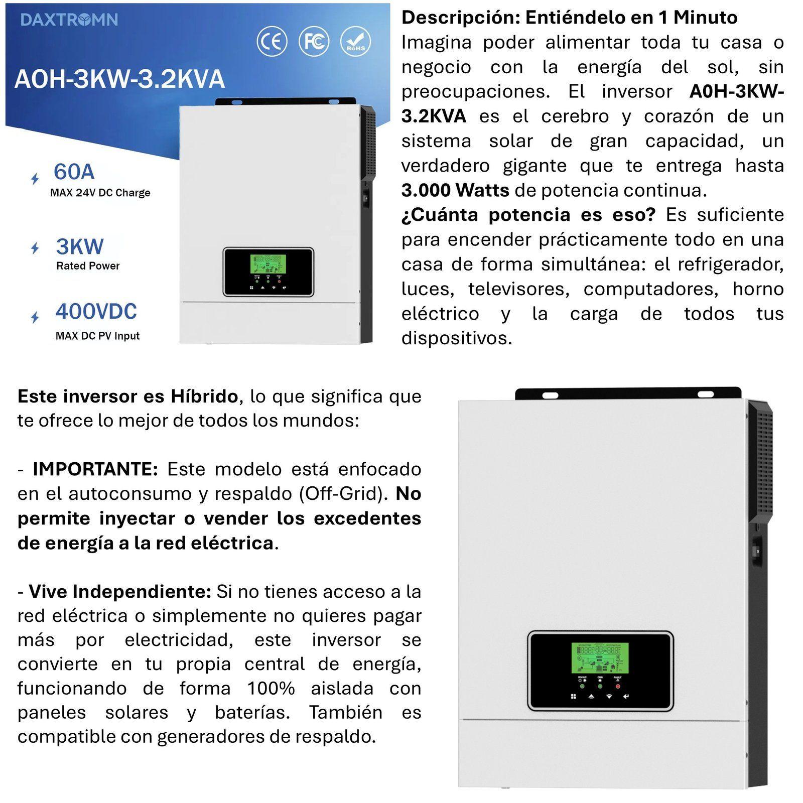 Inversor Solar Con Wifi Híbrido 3.0kw, Potencia Pico 6.000w-1