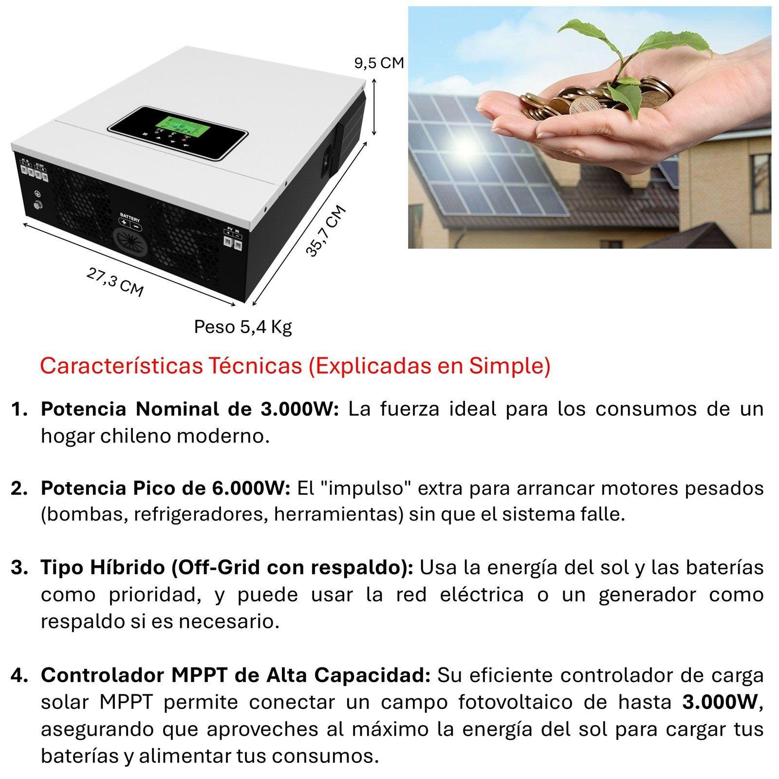 Inversor Solar Con Wifi Híbrido 3.0kw, Potencia Pico 6.000w-3