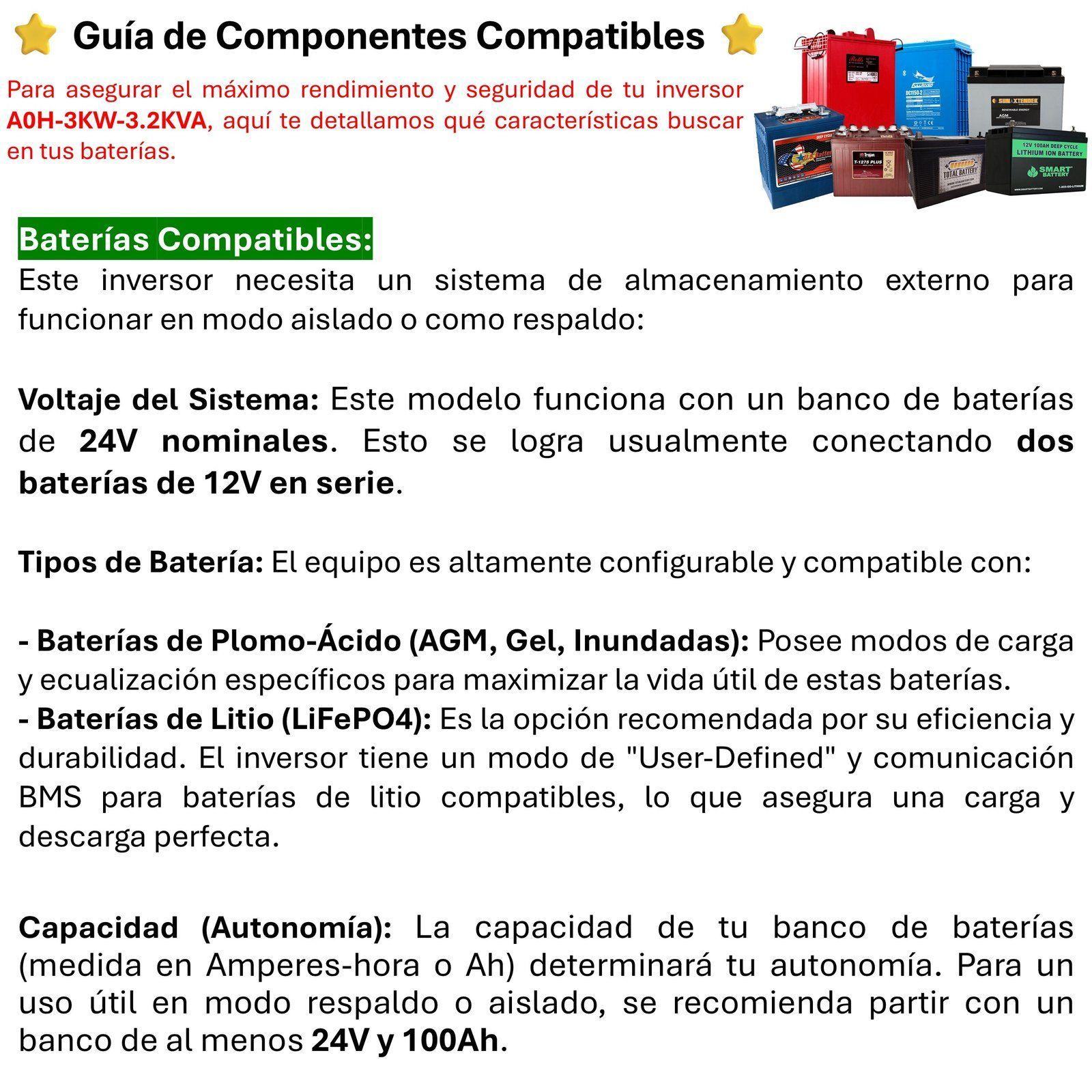 Inversor Solar Con Wifi Híbrido 3.0kw, Potencia Pico 6.000w-7