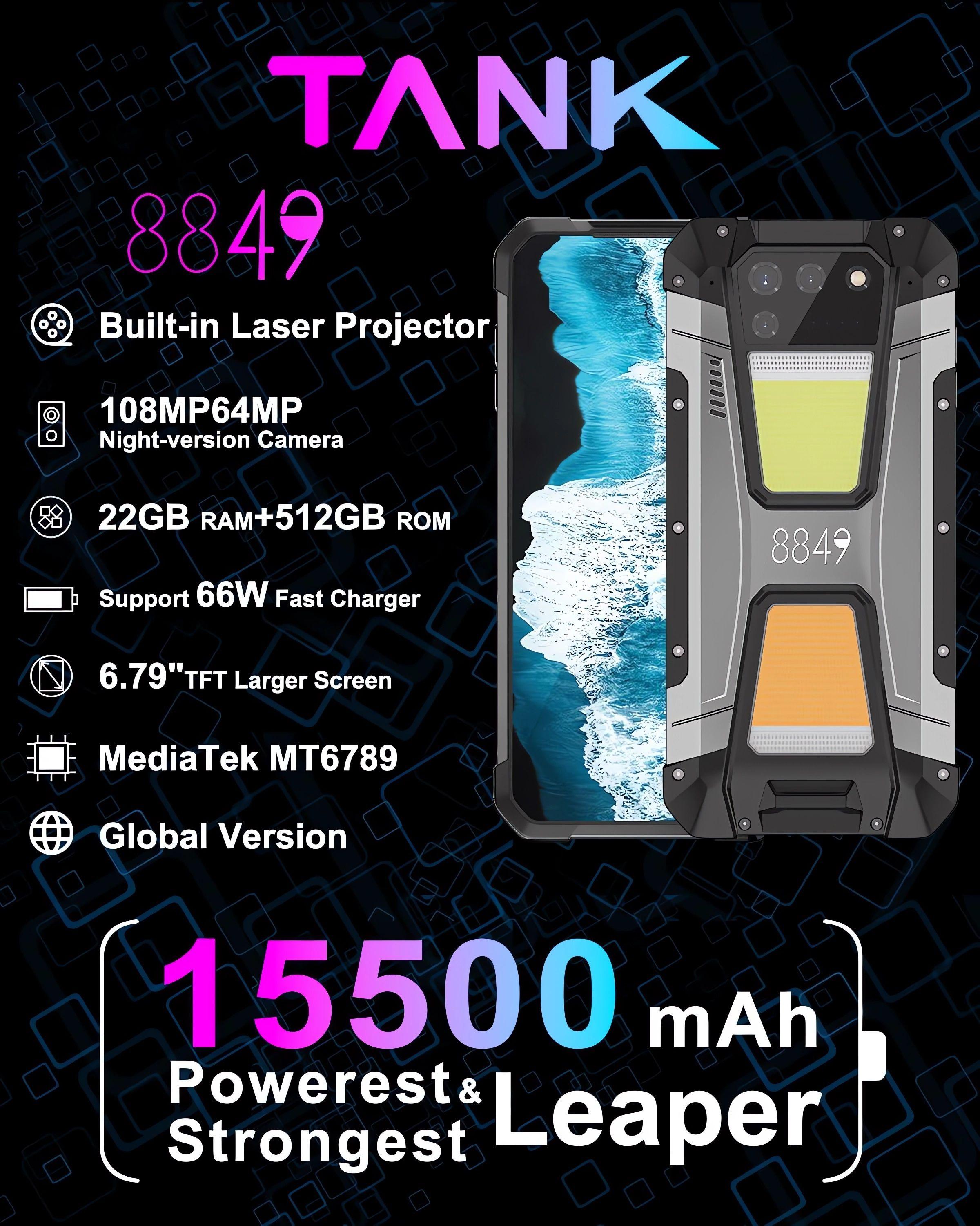 Unihertz 8849 Tank 2 - Celular 4G con Proyector láser 80"-2