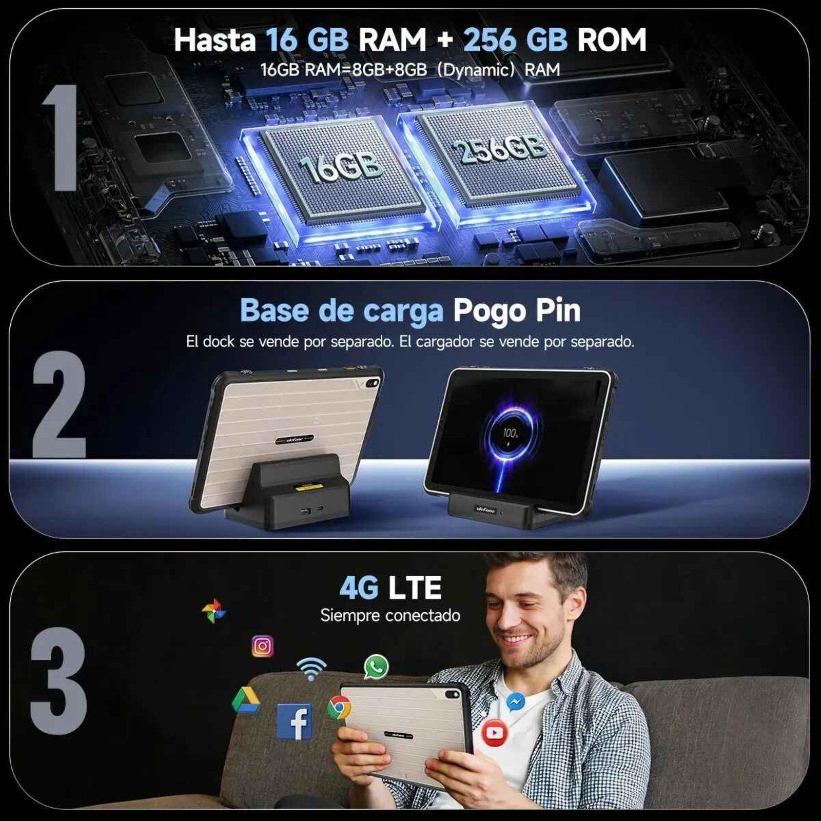 Tablet Rugged RugKing Pad 2 Pro 4G, 10inch, 16GB, Linterna, Android 16-4