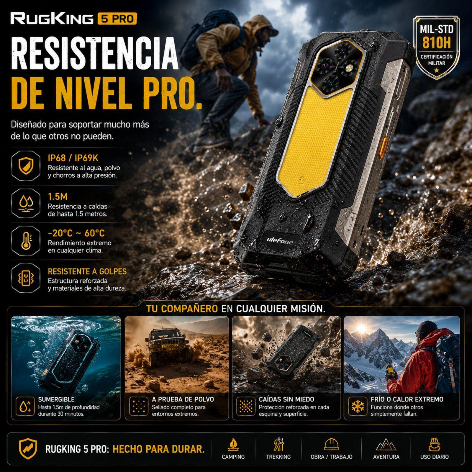 Celular Rugged RugKing 5 Pro Batería 20000mAh 256GB 16GB-3