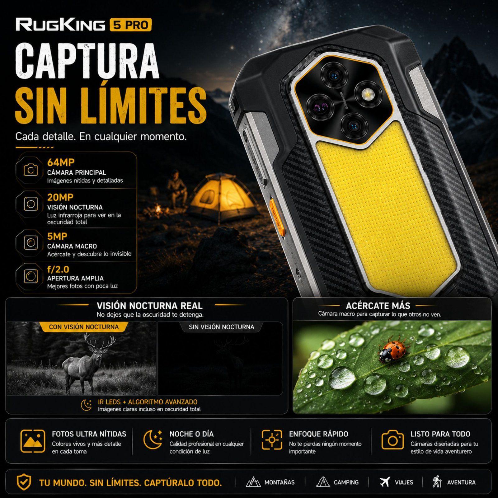 Celular Rugged RugKing 5 Pro Batería 20000mAh 256GB 16GB-4