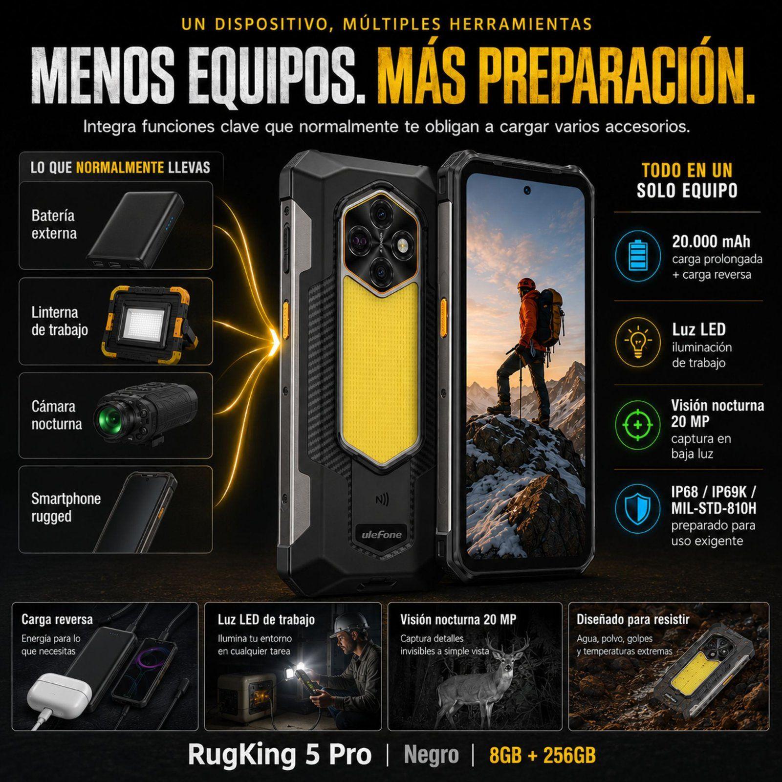 Celular Rugged RugKing 5 Pro Batería 20000mAh 256GB 16GB-8