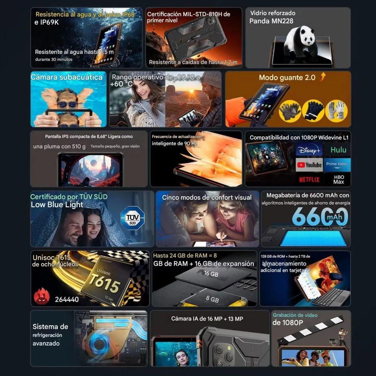 Tablet Rugerizada Blackview Active 5 8" Android 15 8GB 128GB-3