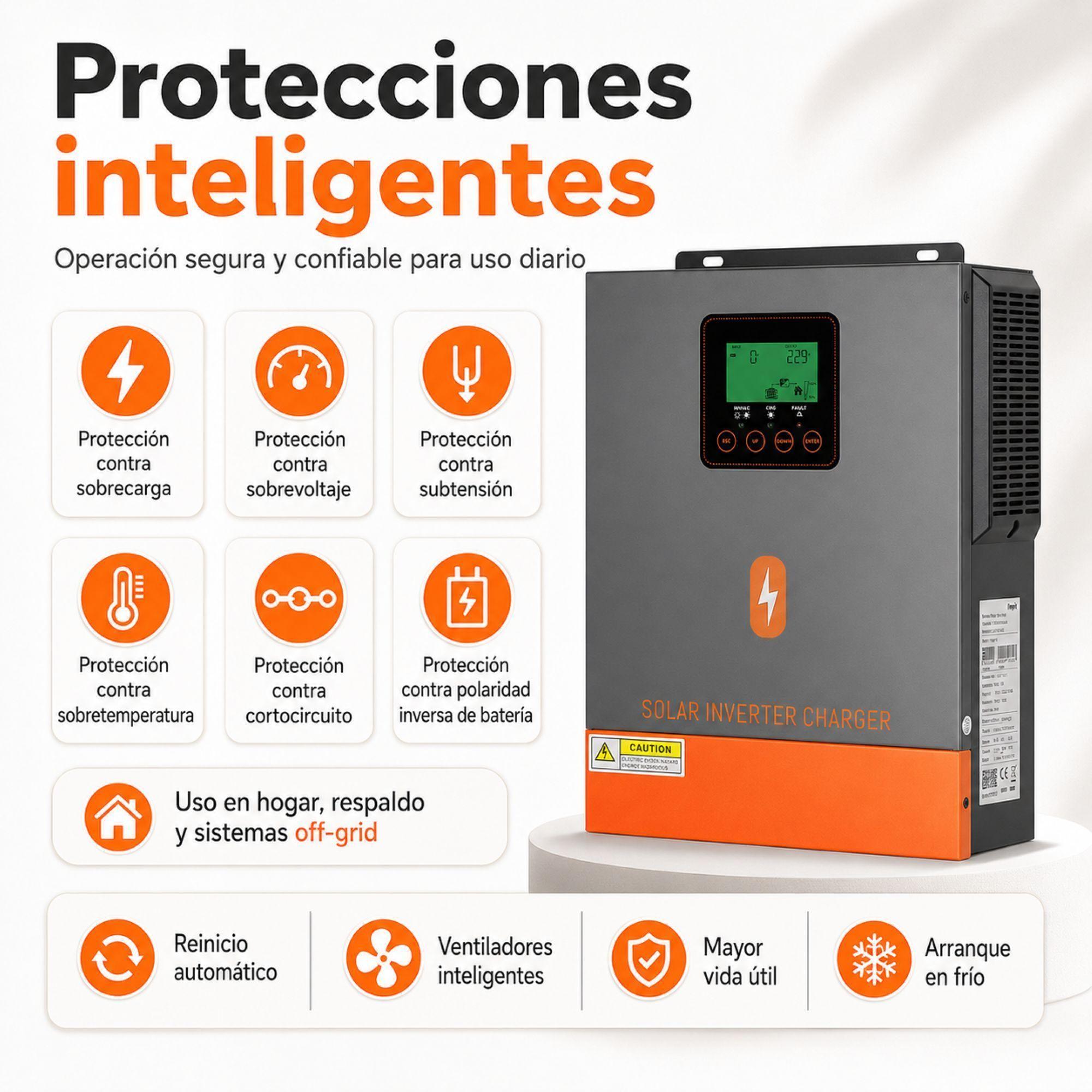 Inversor Solar Hibrido PowMr 1500W 24V Onda Senoidal Pura-3