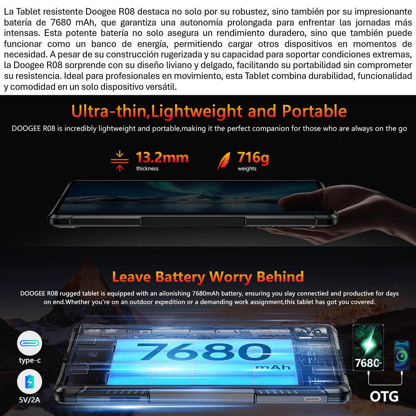 Tablet Resistente: Agua y Golpes - Doogee R08 / IP68 Militar-5