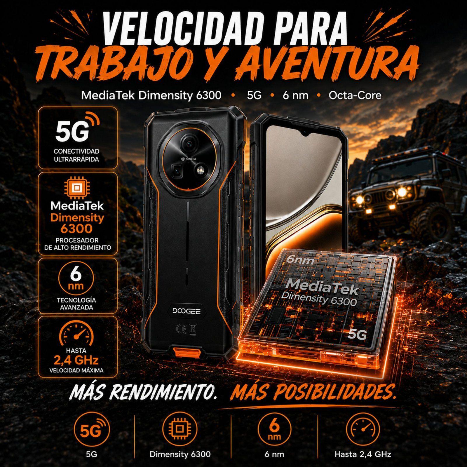DOOGEE Fire 7 | Teléfono Rugged 5G con Batería de 13.000 mAh-5