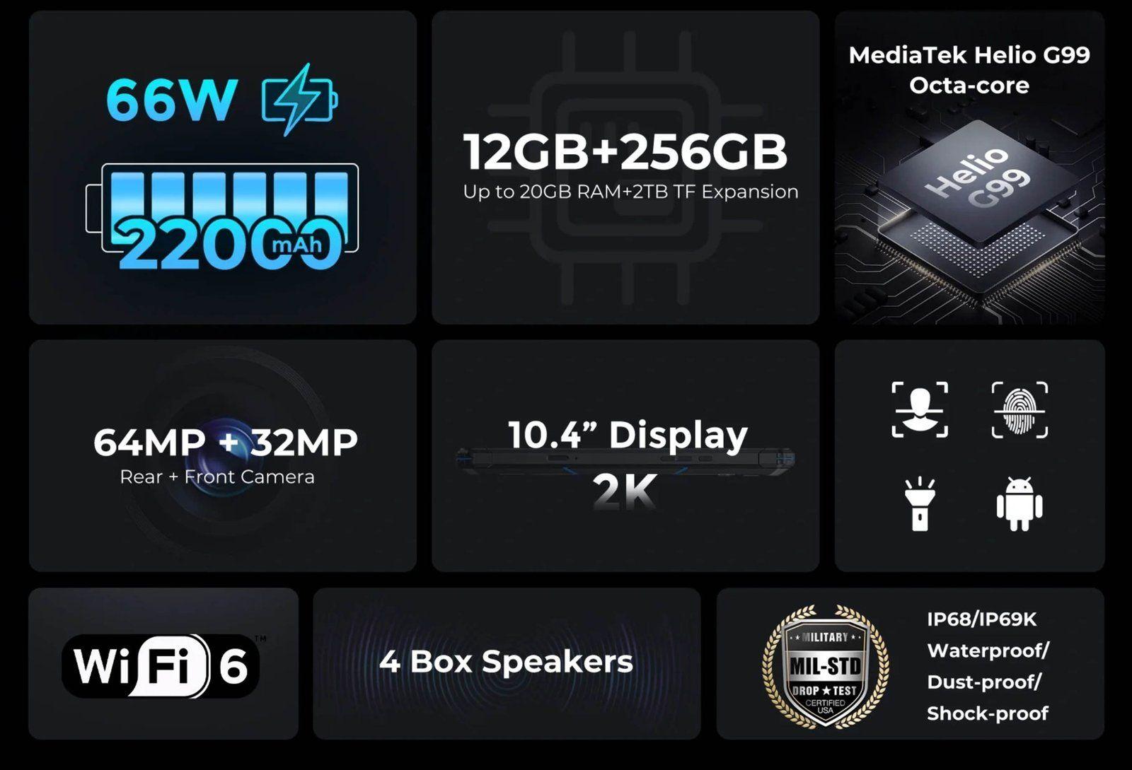 FOSSiBOT DT2 - Tablet y Celular Rugerizada 4G IP68 Android-7