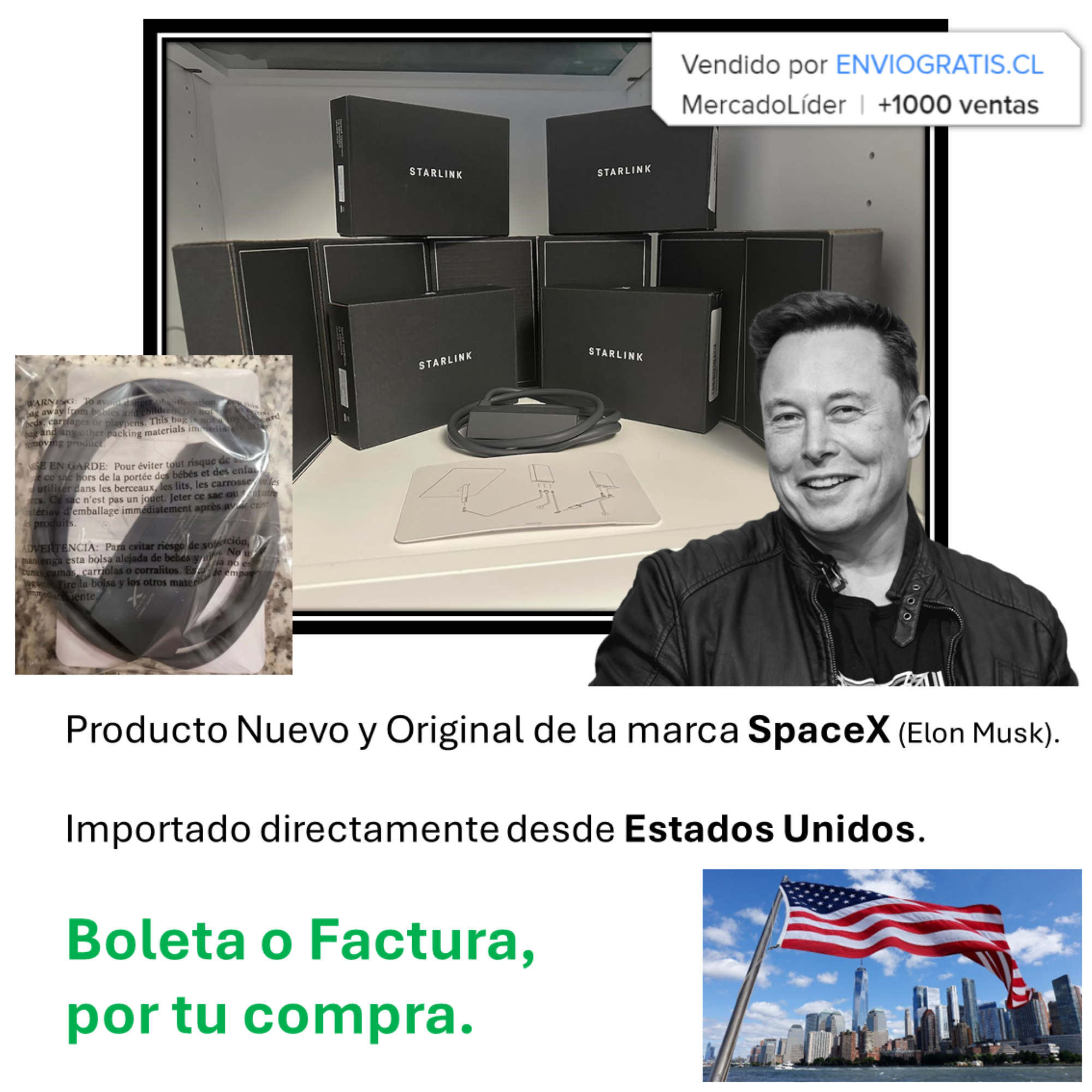 Adaptador Ethernet Starlink - Tu Internet Satelital Por Cable-1