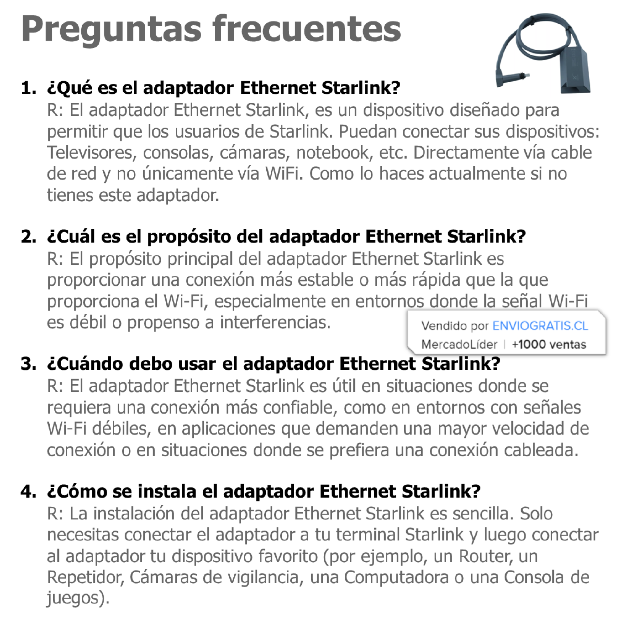 Adaptador Ethernet Starlink - Tu Internet Satelital Por Cable-2