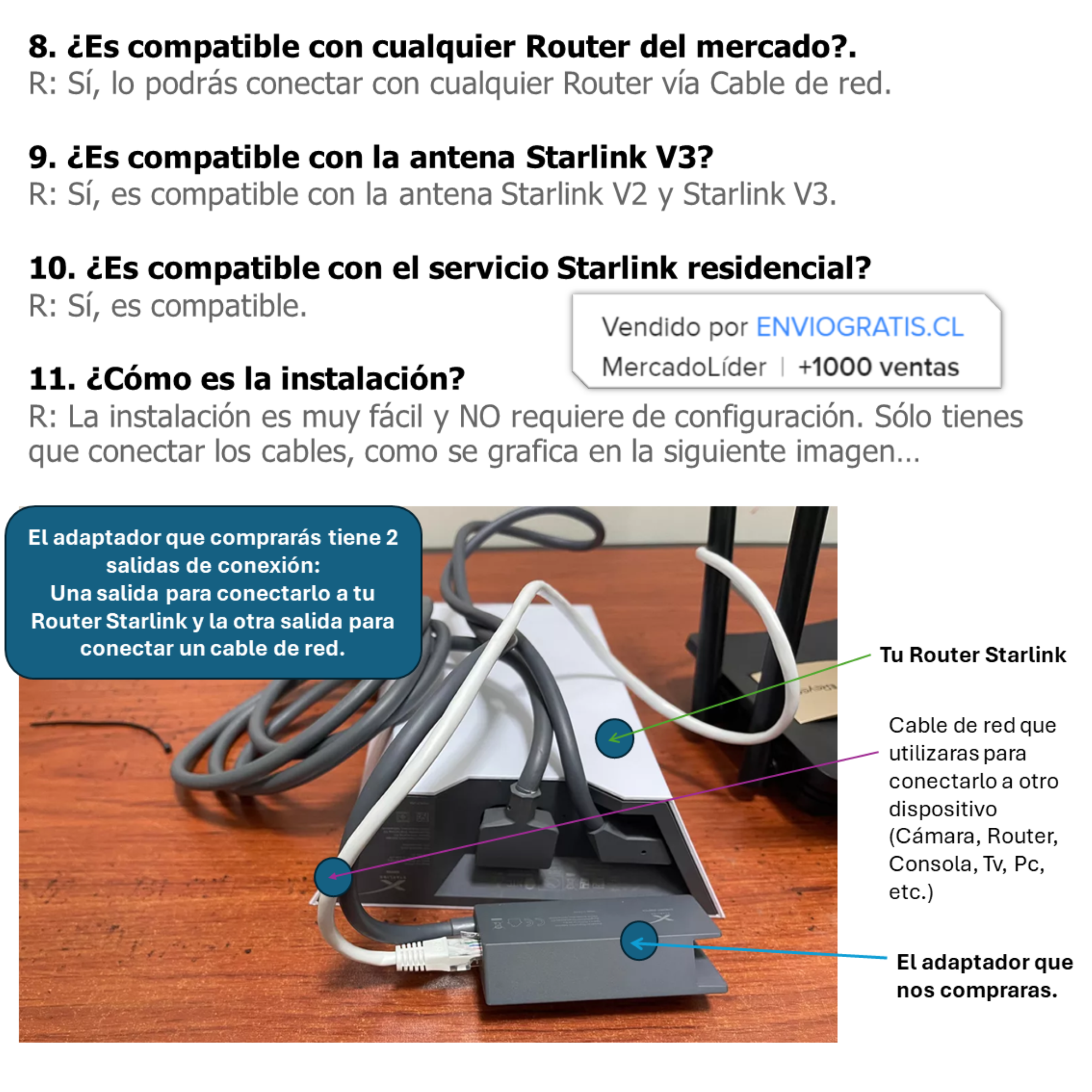 Adaptador Ethernet Starlink - Tu Internet Satelital Por Cable-4