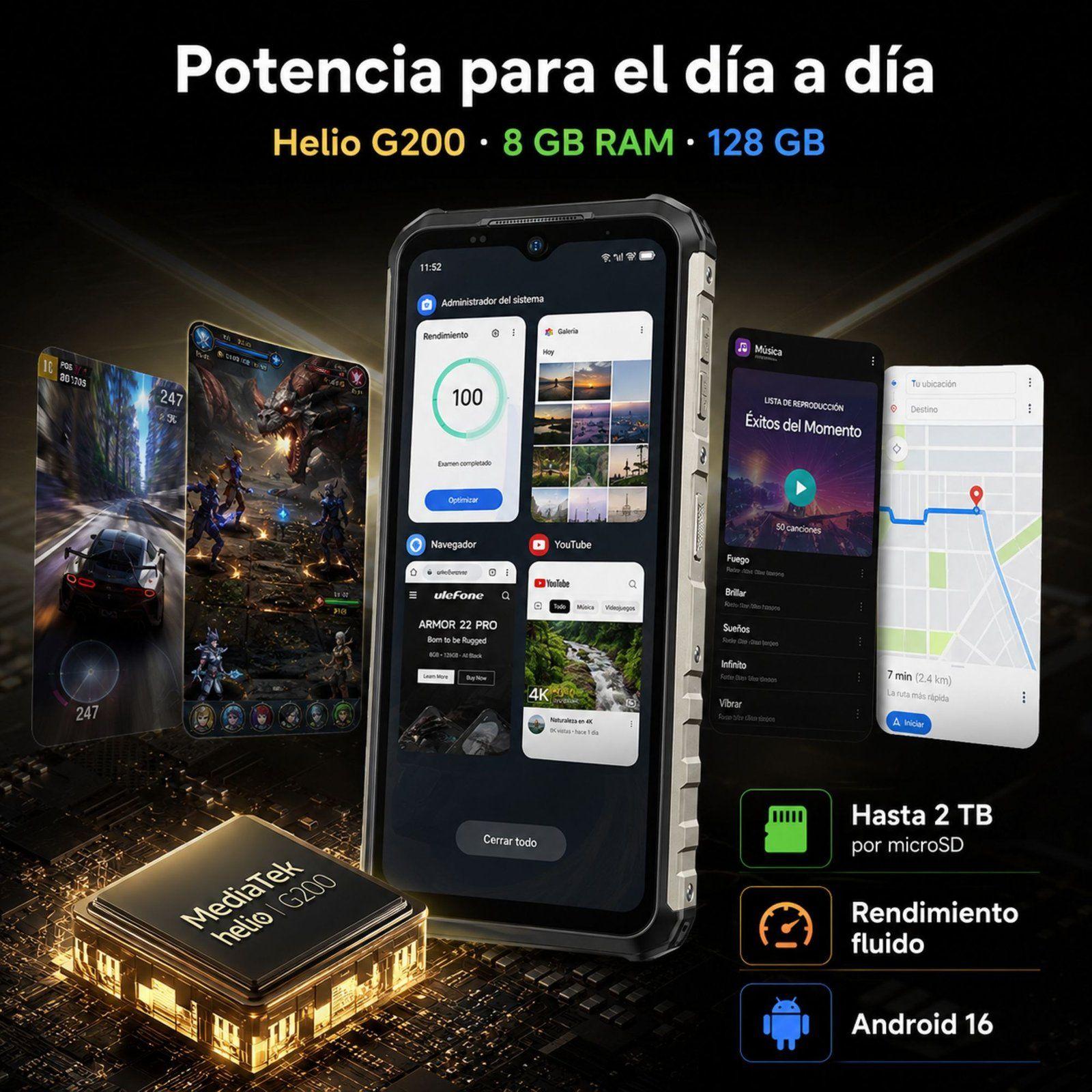 Ulefone Armor 22 Pro e-SIM Celular Rugged 8GB 128GB Delgado-6