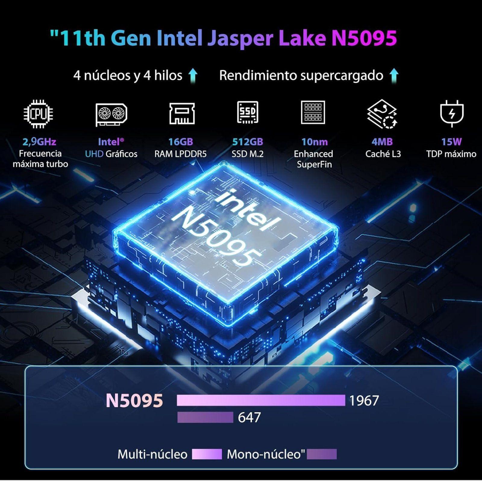Blackview MP80 - Mini PC Intel® N95, 16GB RAM, 512GB SSD, 4-3