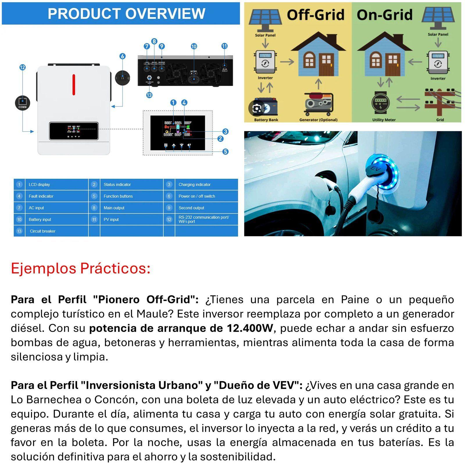Inversor Solar Con Wifi Híbrido 6.2kw, Potencia Pico 12.400w-2