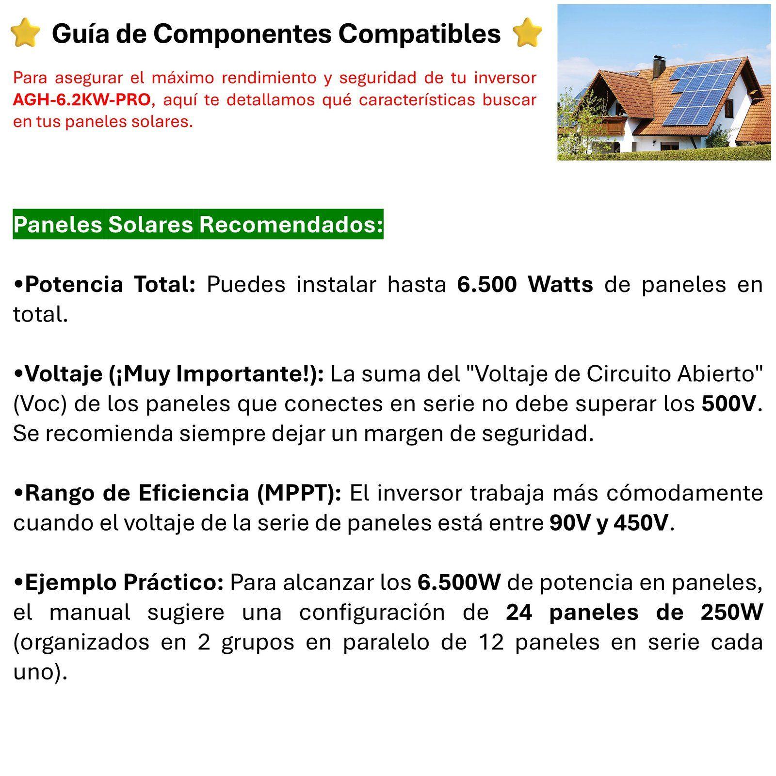 Inversor Solar Con Wifi Híbrido 6.2kw, Potencia Pico 12.400w-6