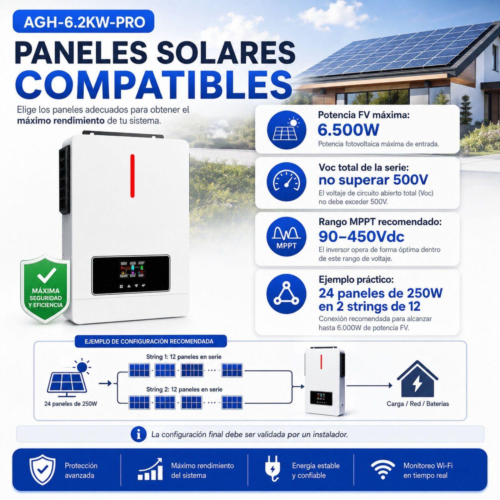 Inversor Solar Con Wifi Híbrido 6.2kw, Potencia Pico 12.400w-7