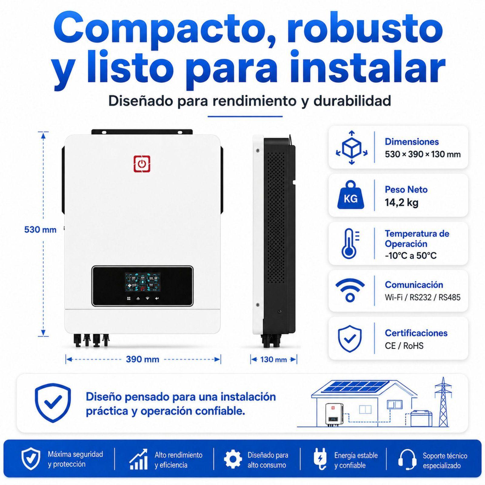 Inversor Solar Con Wifi Híbrido 8.2kw, Potencia Pico 16.400w-8