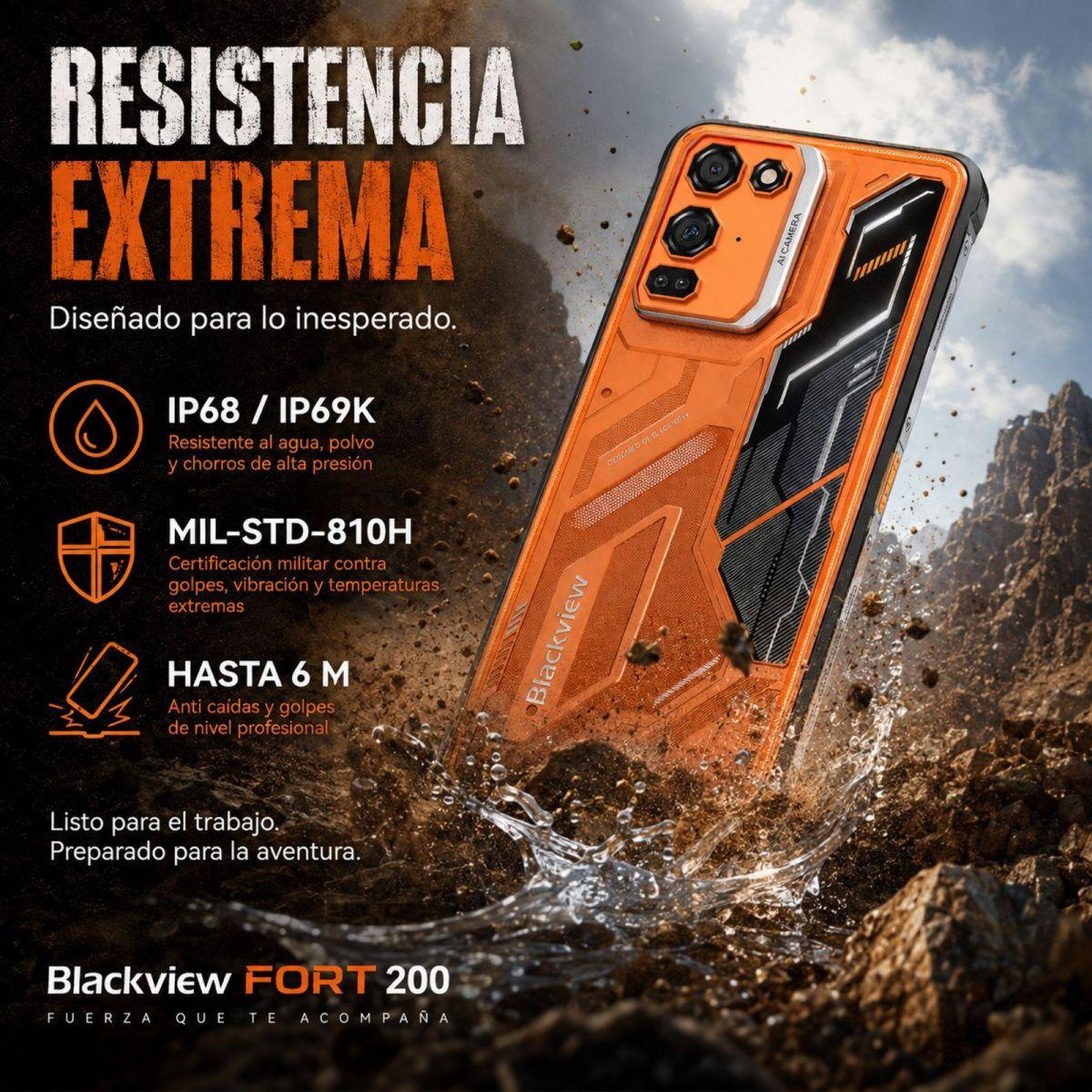 Celular Rugged Blackview FORT 200 Naranjo 256GB 108MP 24GB-2