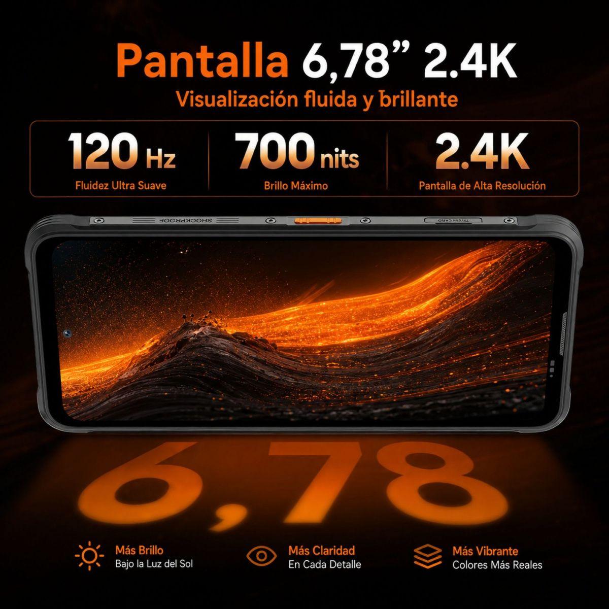 Celular Rugged Blackview FORT 200 Naranjo 256GB 108MP 24GB-3