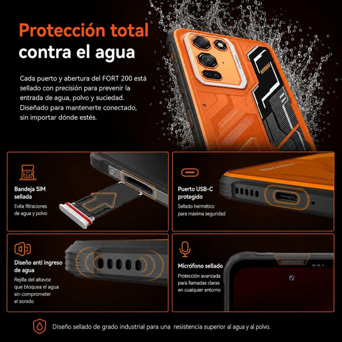 Celular Rugged Blackview FORT 200 Naranjo 256GB 108MP 24GB-7