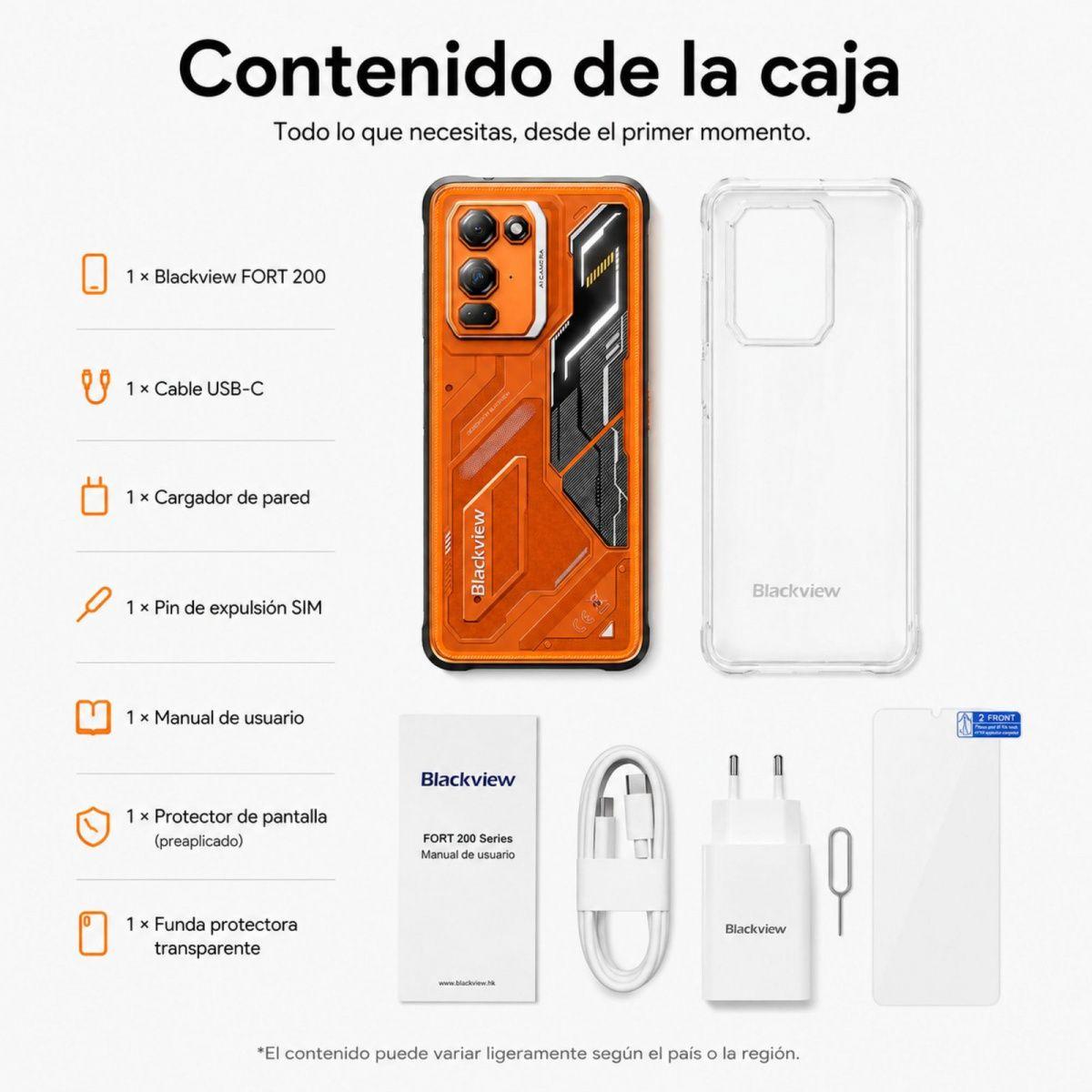 Celular Rugged Blackview FORT 200 Naranjo 256GB 108MP 24GB-9