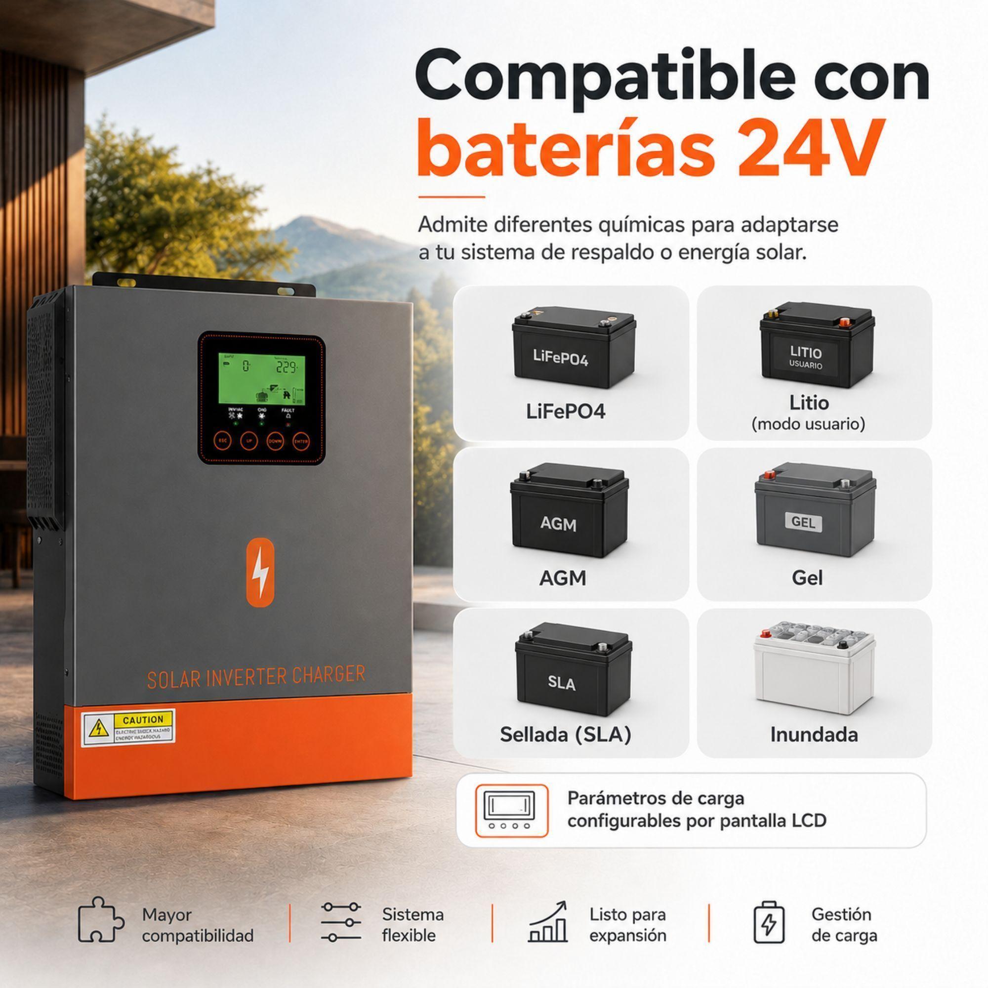 Inversor Solar Hibrido PowMr 3000W 24V MPPT 400V Onda Pura-4