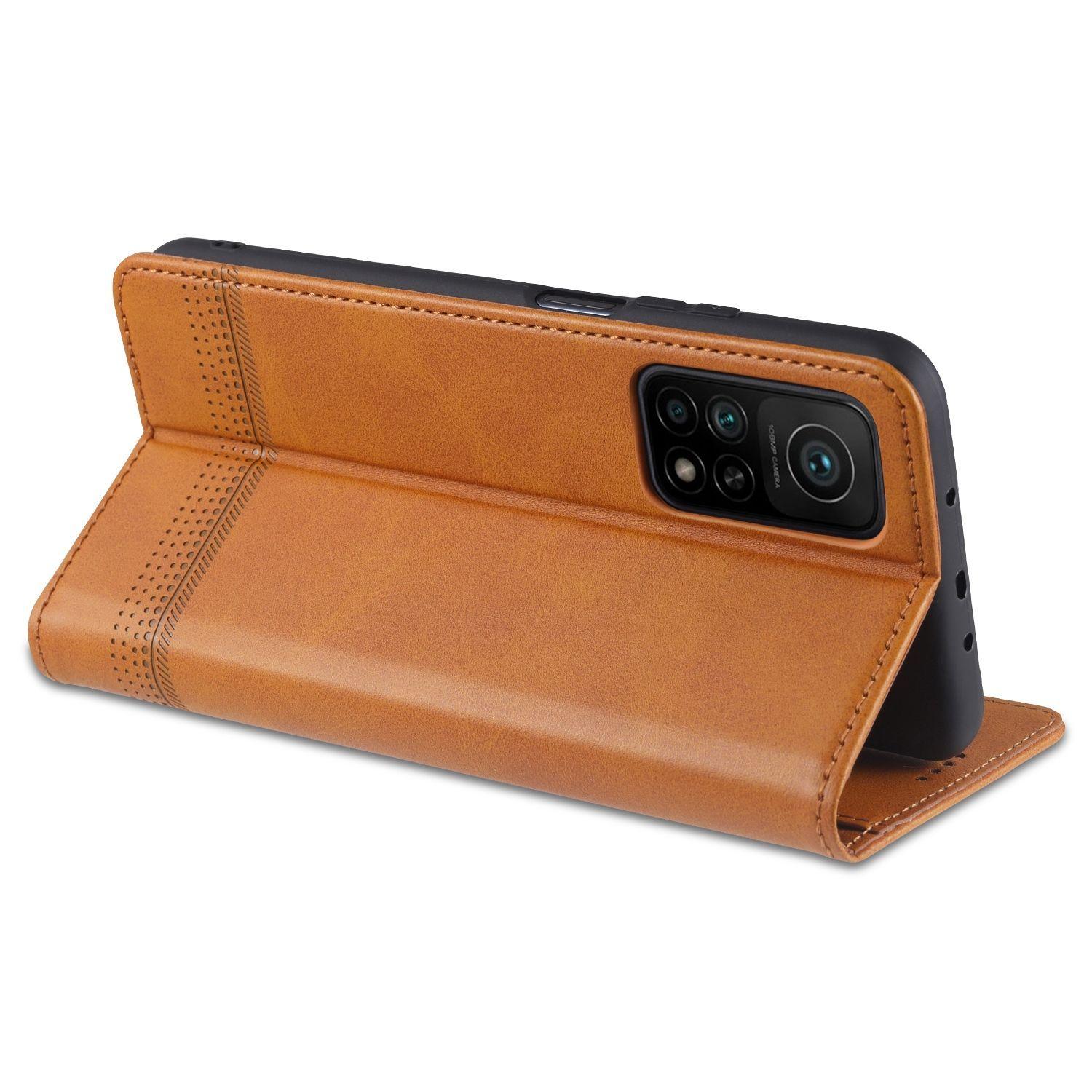 Funda: Xiaomi 10T Pro - Cuero Magnetica / Café-5