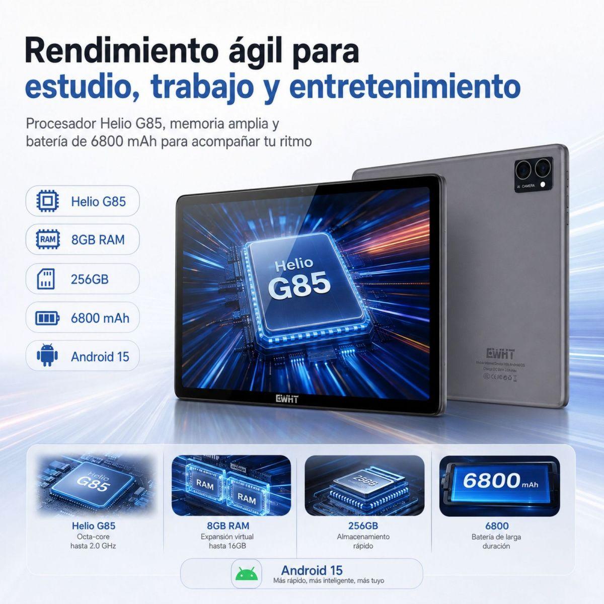 Tablet CWHT G16 4G 128GB 6GB RAM Kit Completo Accesorios-7