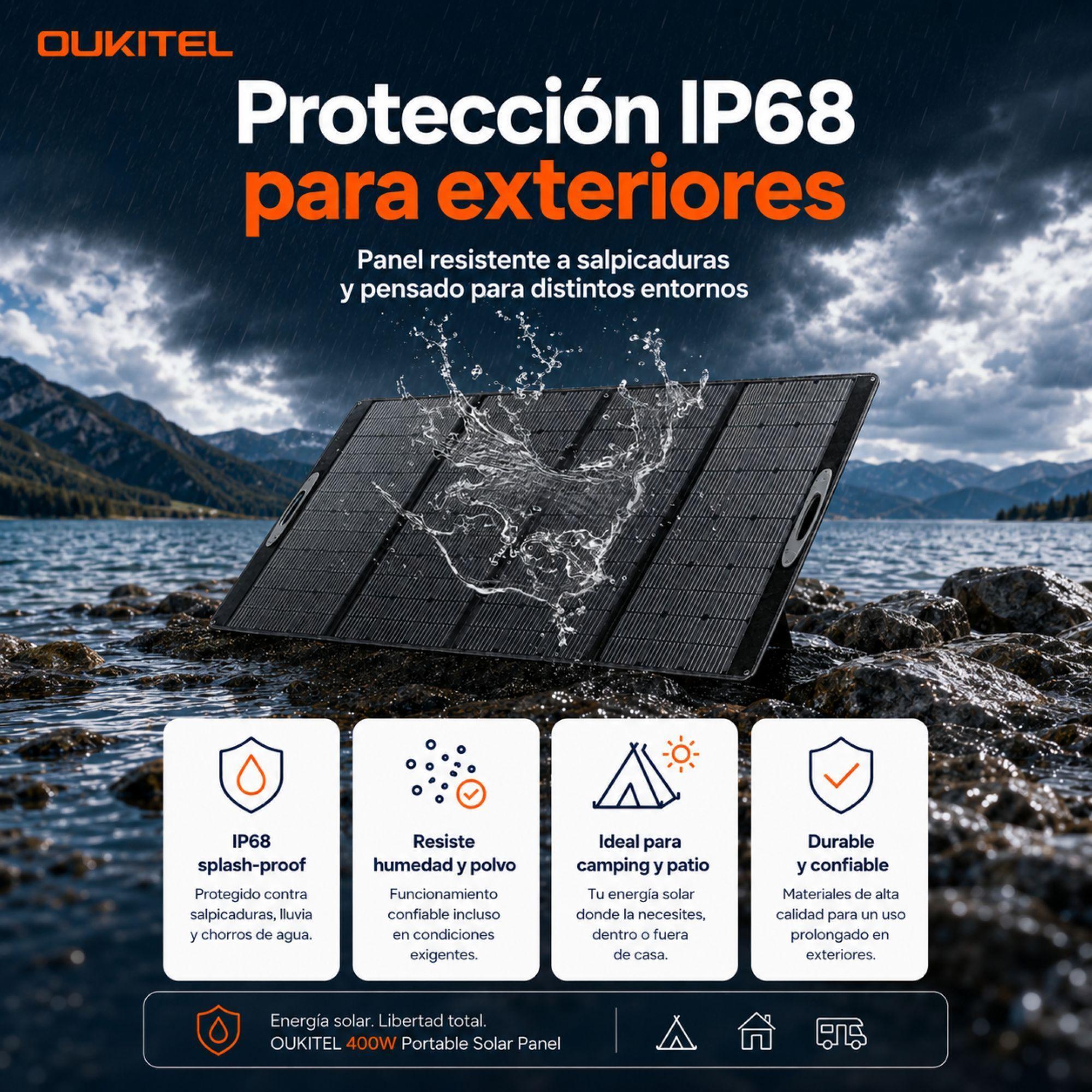 Panel Solar Portatil OUKITEL 400W Recubrimiento ETFE IP68-4