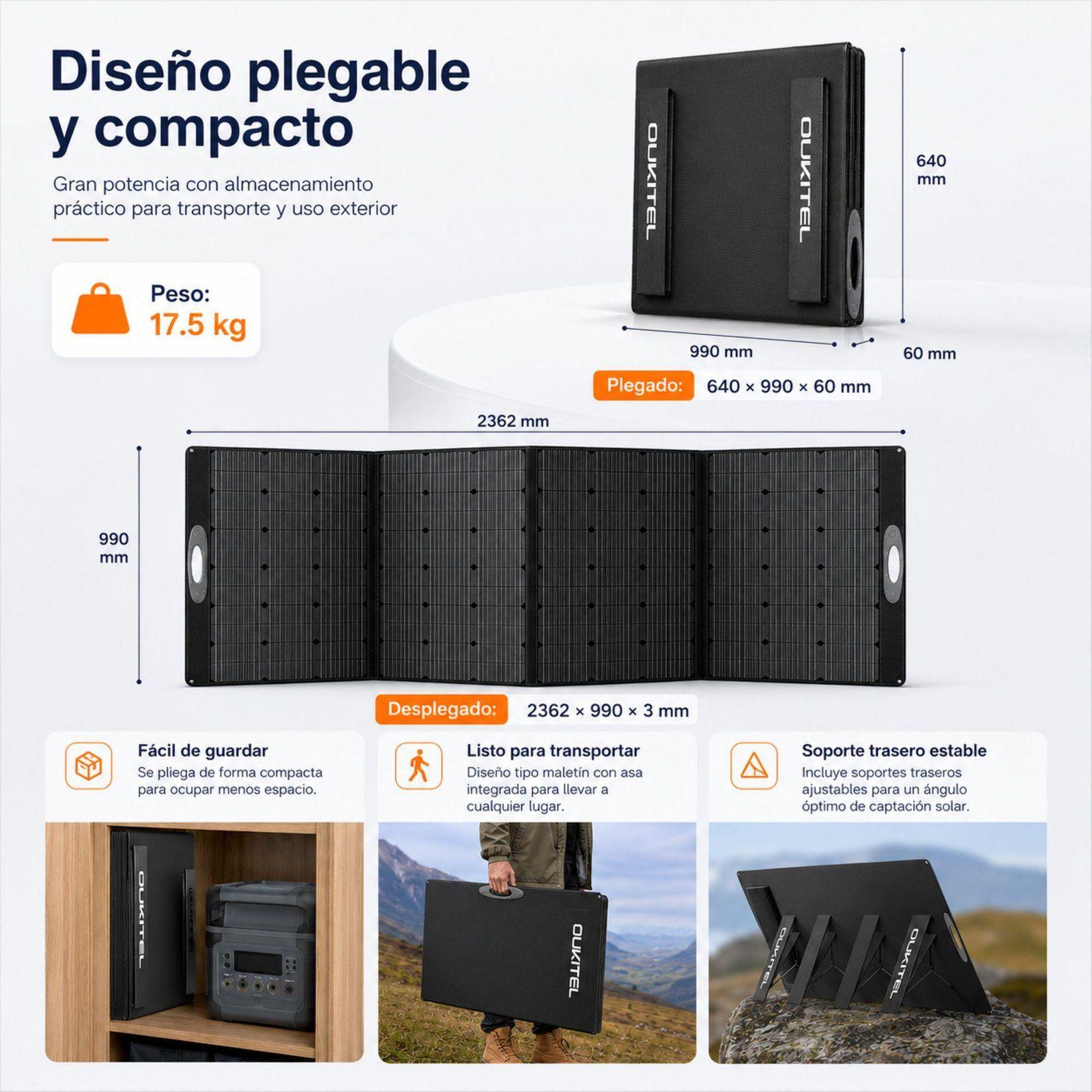 Panel Solar Portatil OUKITEL 400W Recubrimiento ETFE IP68-5