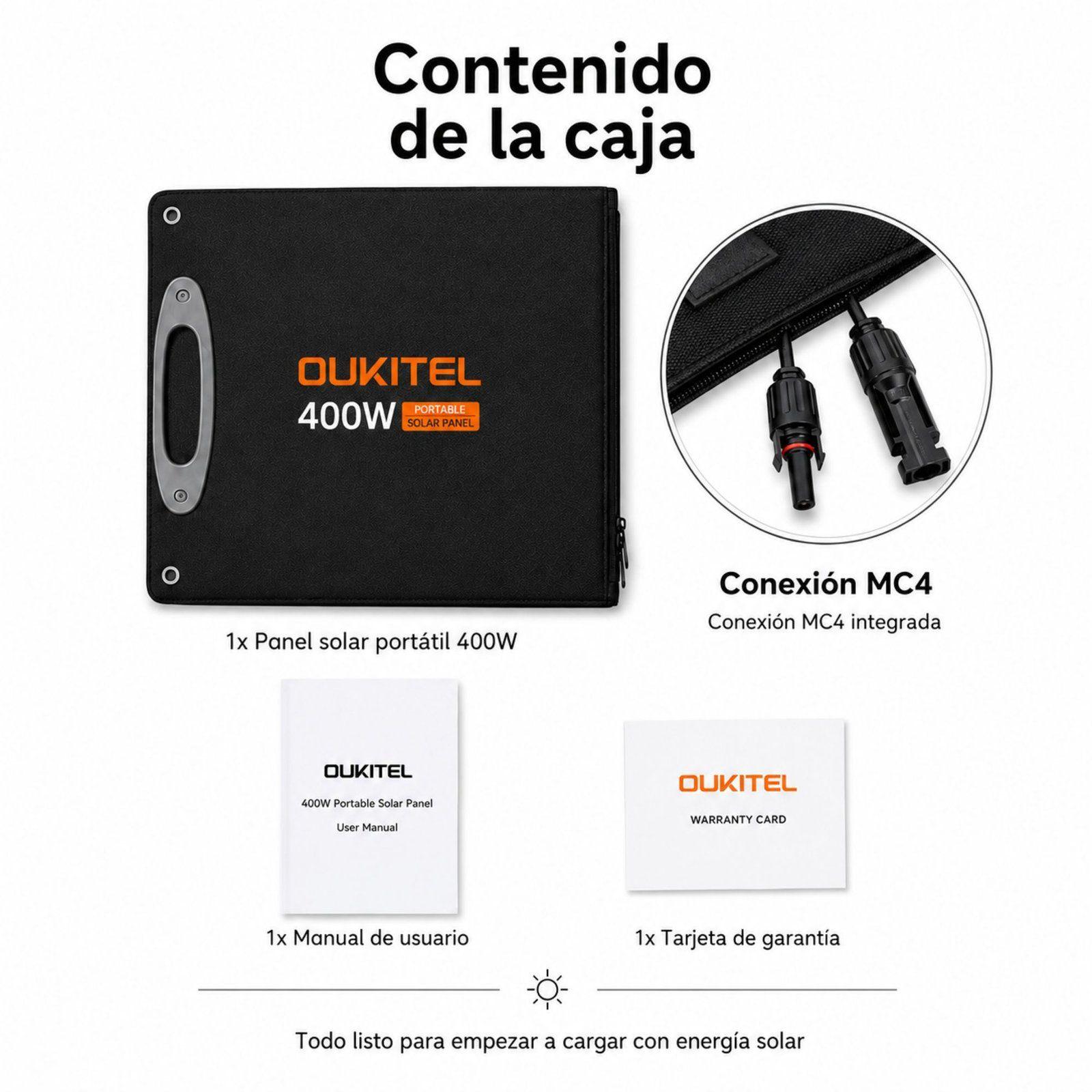 Panel Solar Portatil OUKITEL 400W Recubrimiento ETFE IP68-6