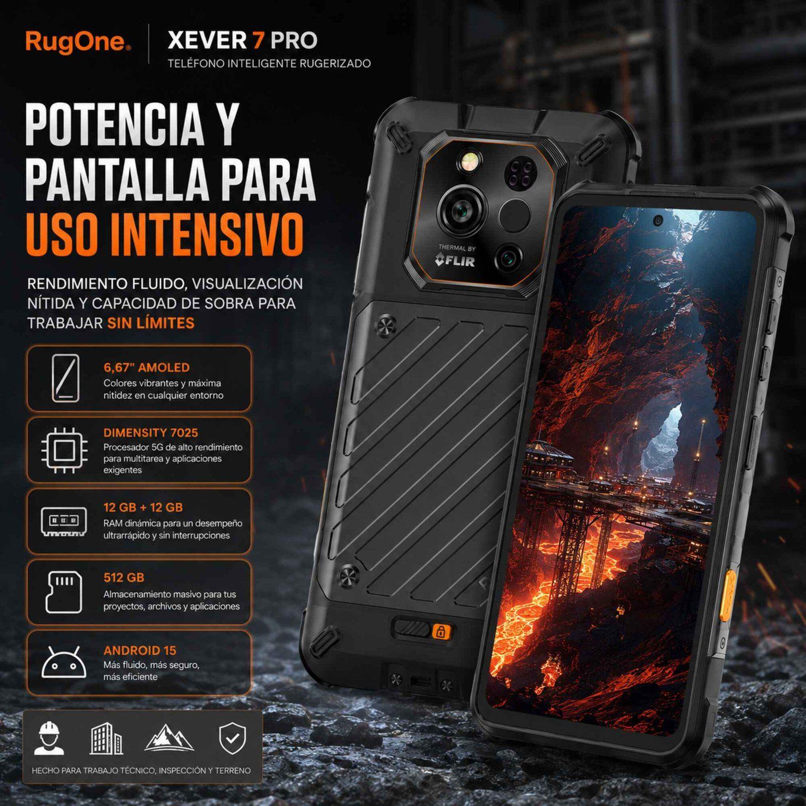 Celular Rugged RugOne Xever 7 Pro 5G Térmica FLIR 512GB 16GB-6