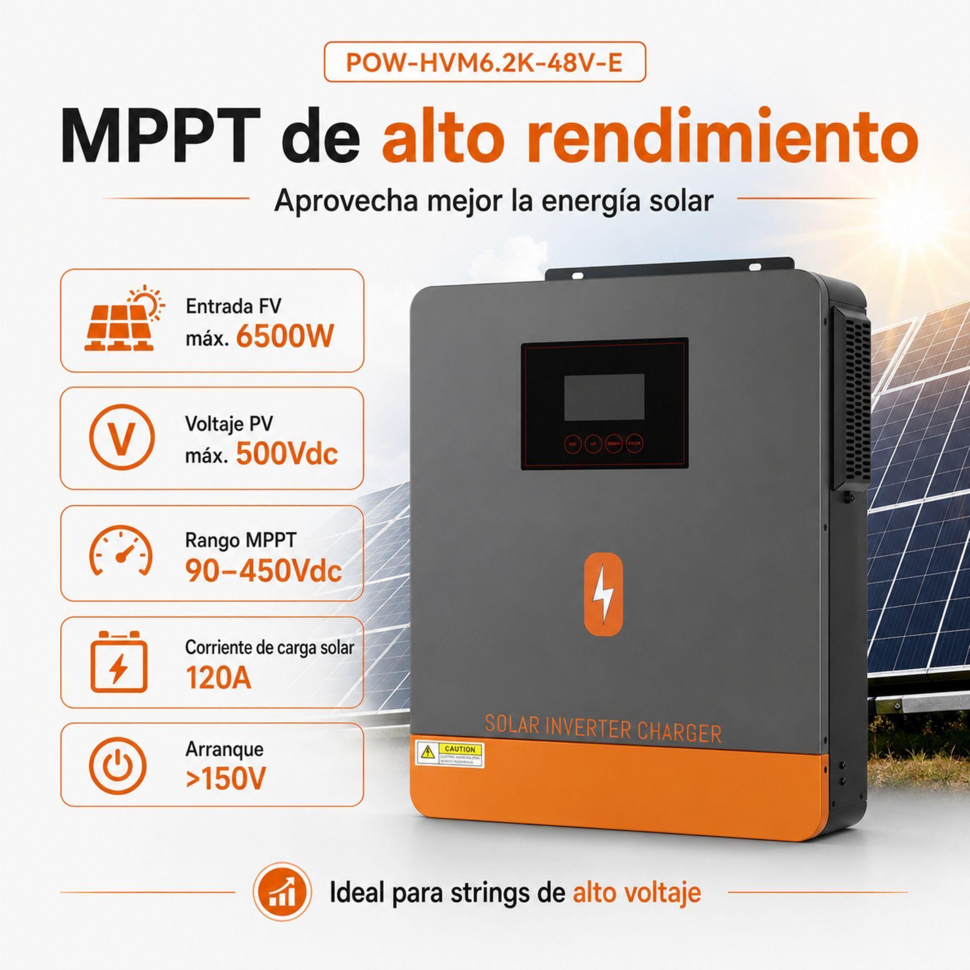 Inversor Solar Hibrido PowMr 6200W 48V Funciona Sin Baterias-3