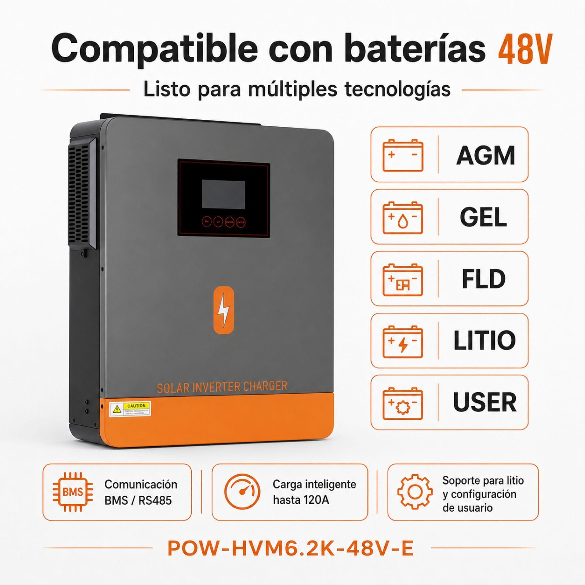 Inversor Solar Hibrido PowMr 6200W 48V Funciona Sin Baterias-5
