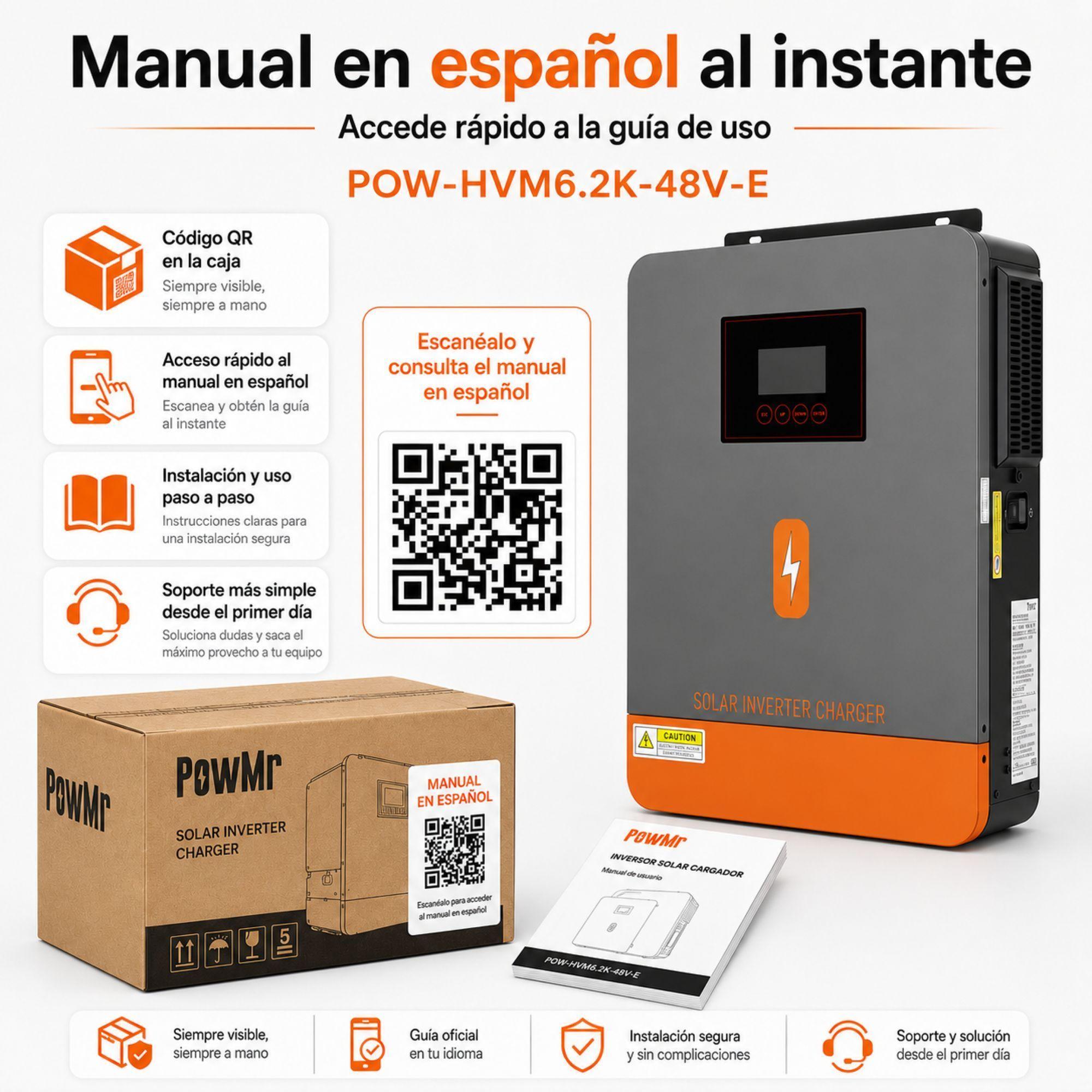 Inversor Solar Hibrido PowMr 6200W 48V Funciona Sin Baterias-8
