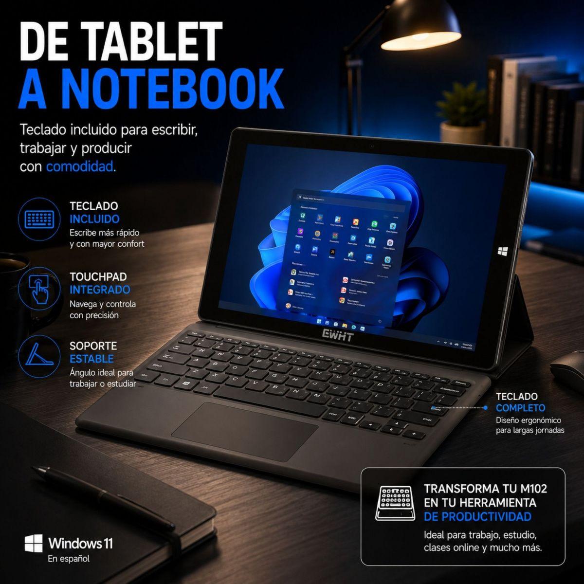 Tablet CWHT N102A Windows 11 256GB SSD 8GB RAM Teclado-2