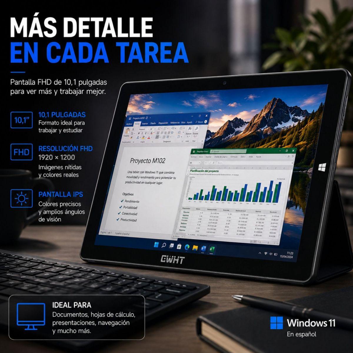 Tablet CWHT N102A Windows 11 256GB SSD 8GB RAM Teclado-6