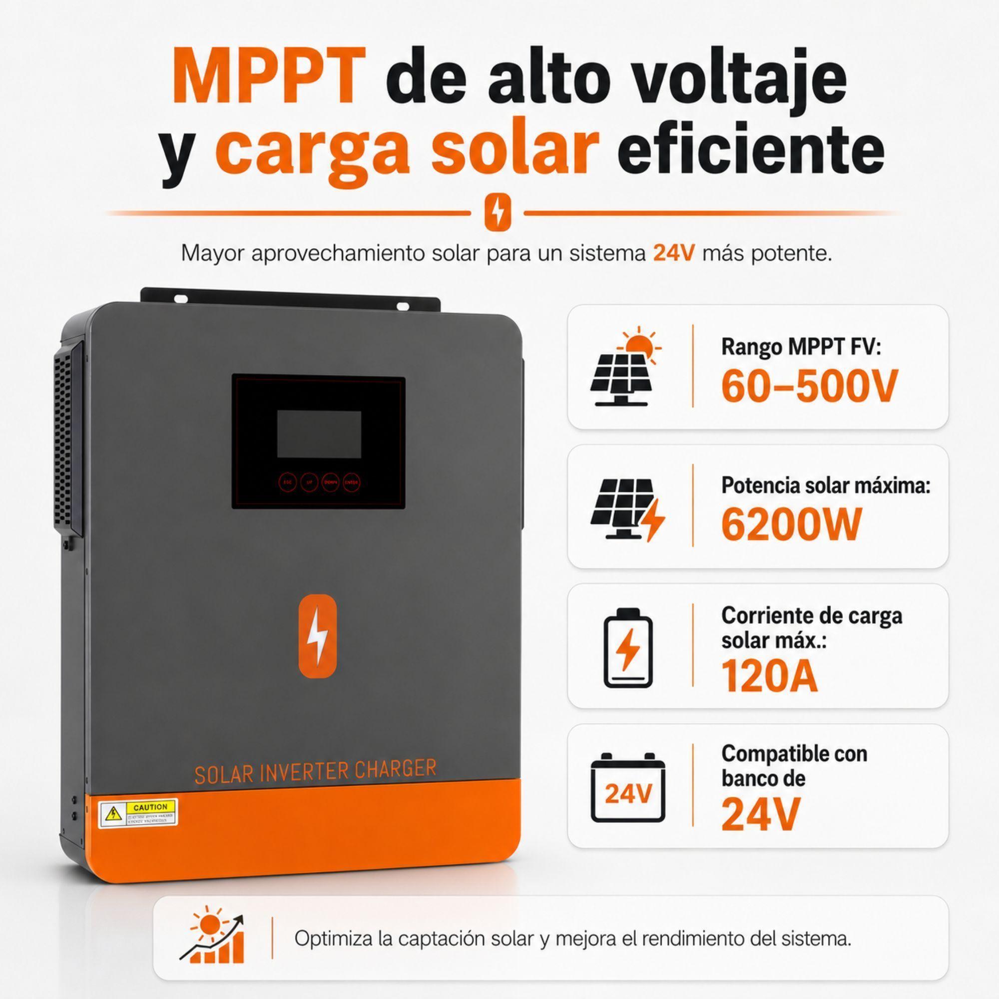 Inversor Solar Hibrido PowMr 4200W 24V Funciona Sin Baterias-7