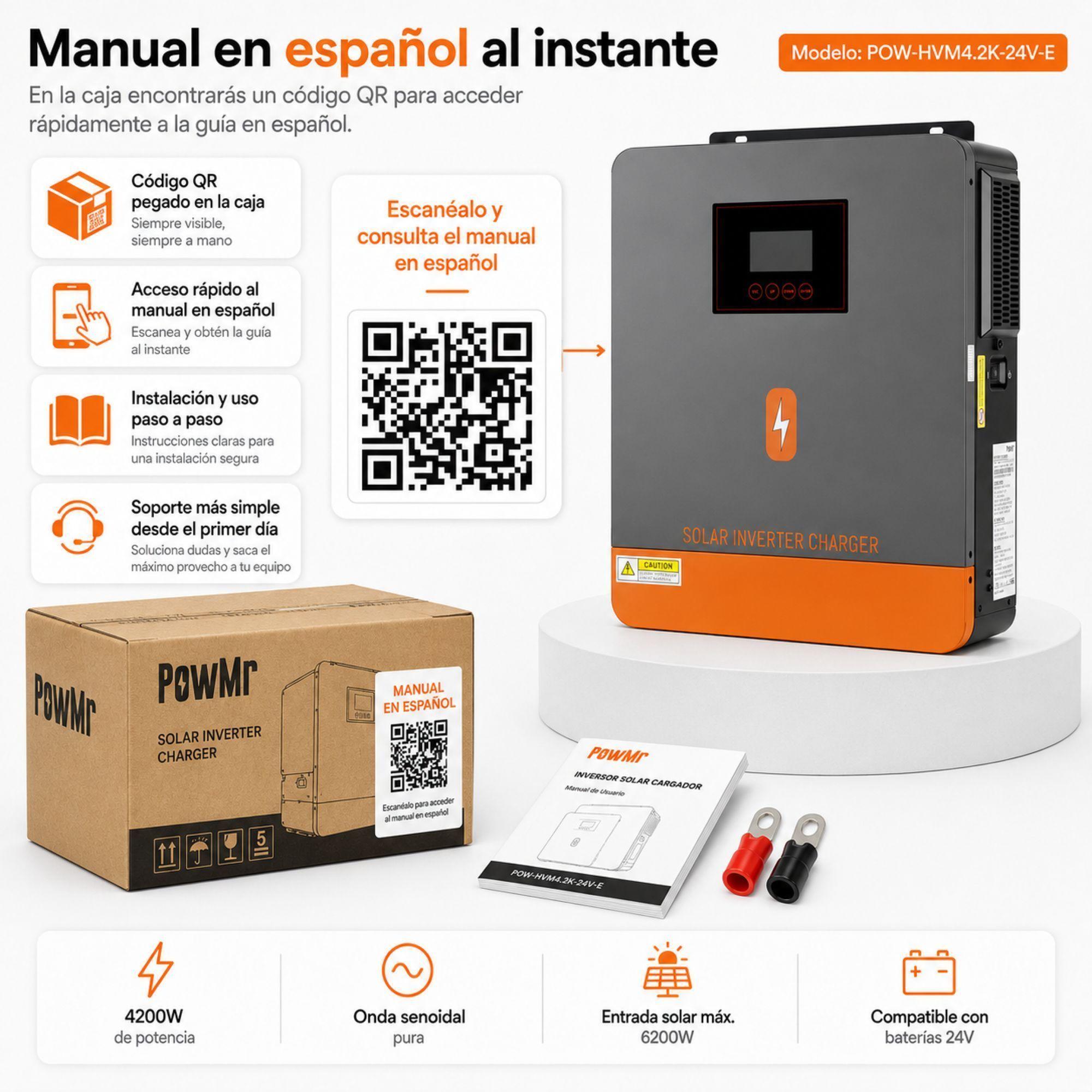 Inversor Solar Hibrido PowMr 4200W 24V Funciona Sin Baterias-8