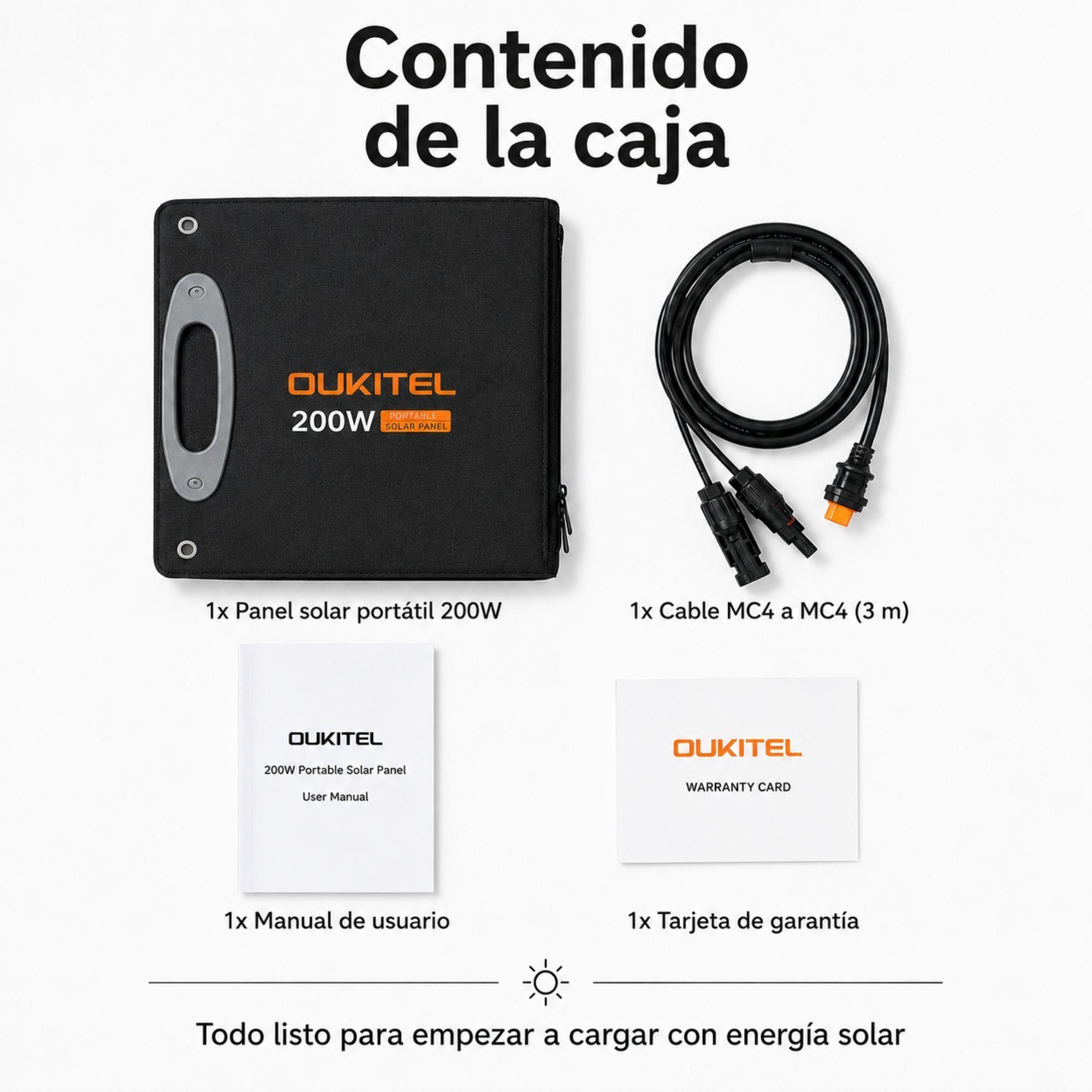 Panel Solar Portatil OUKITEL 200W Eficiencia 24 8 e IP68-8