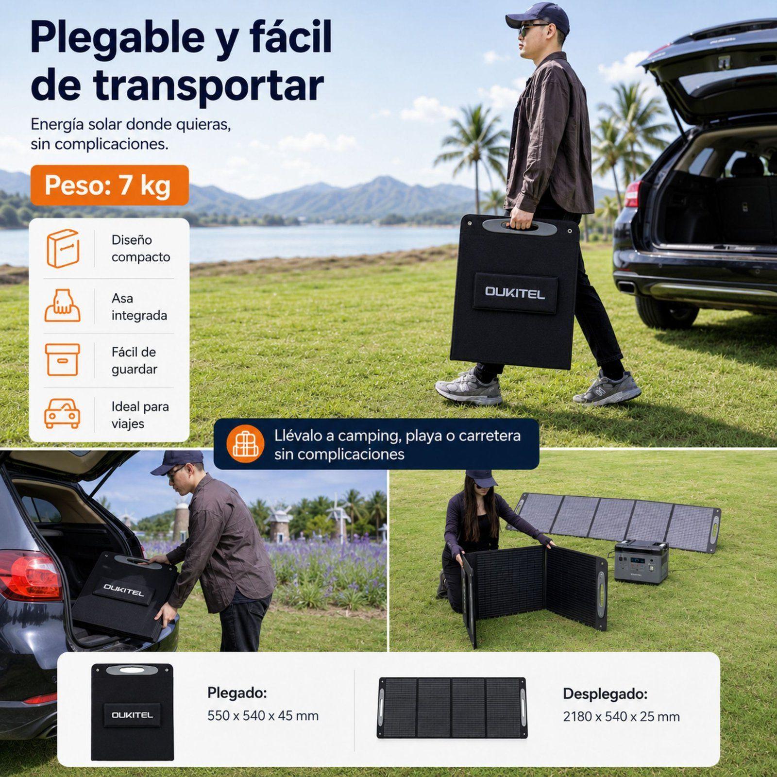 Panel Solar Portatil OUKITEL 200W Eficiencia 24 8 e IP68-5