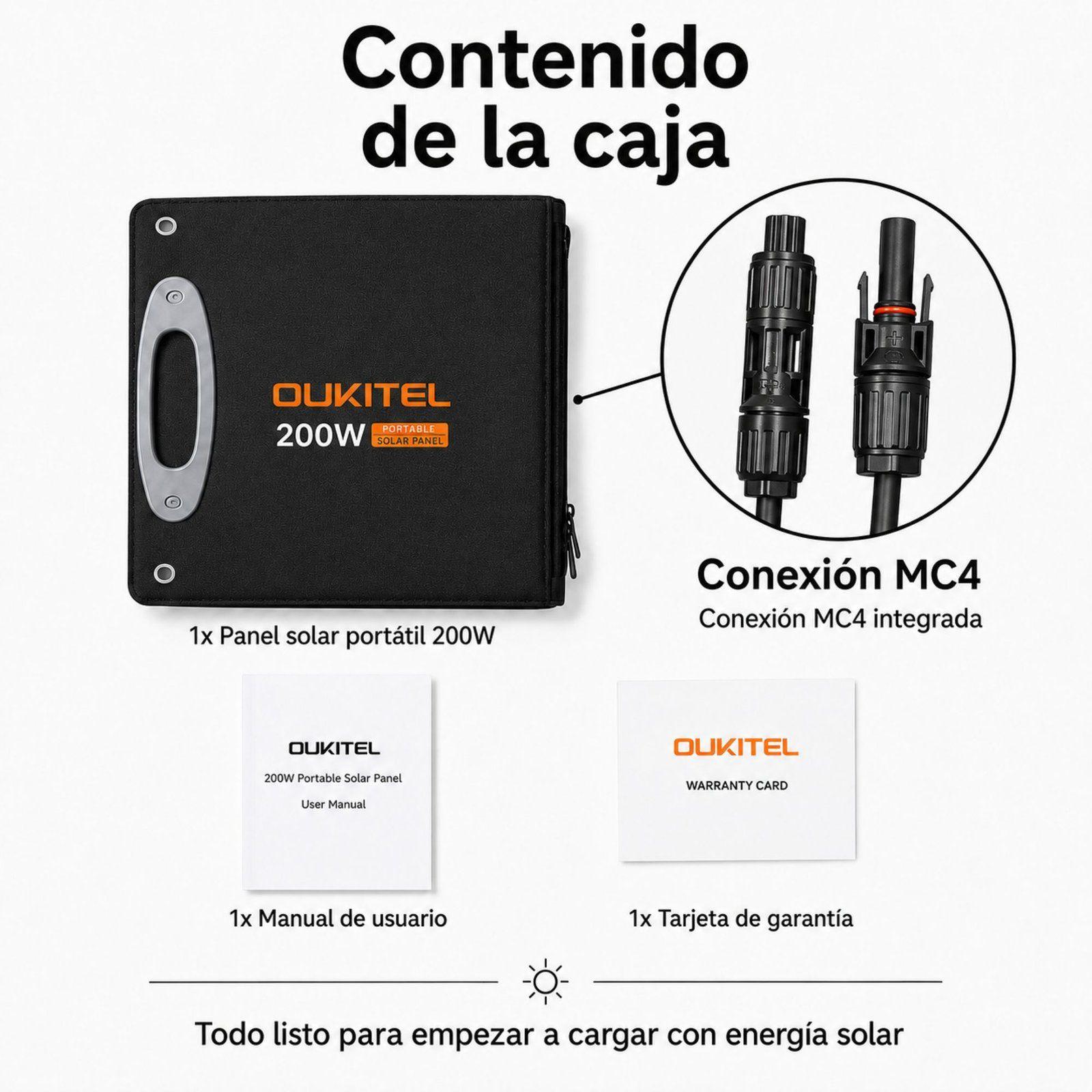 Panel Solar Portatil OUKITEL 200W Eficiencia 24 8 e IP68-6