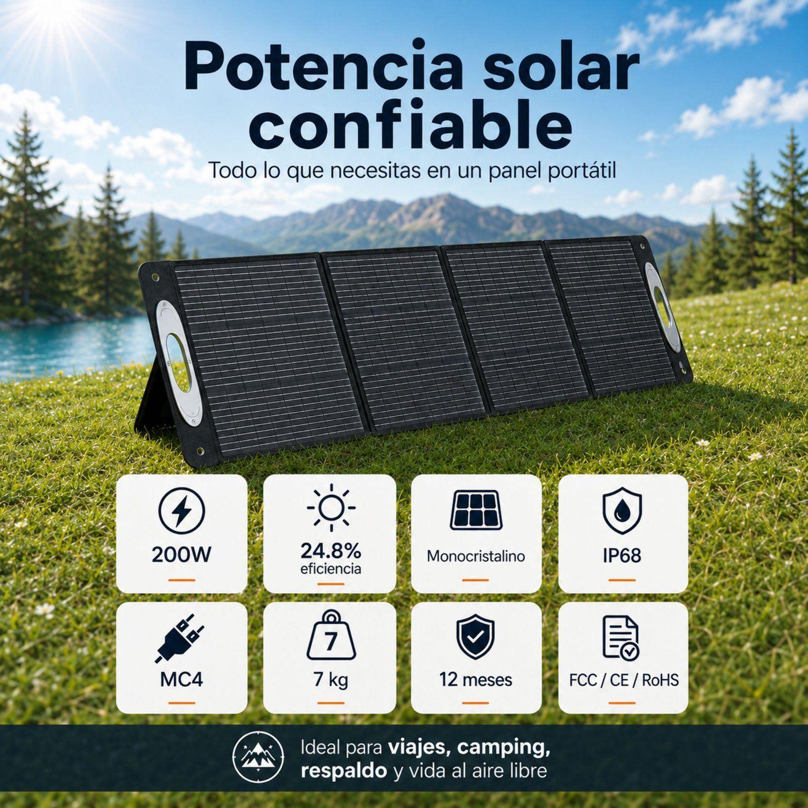 Panel Solar Portatil OUKITEL 200W Eficiencia 24 8 e IP68-9