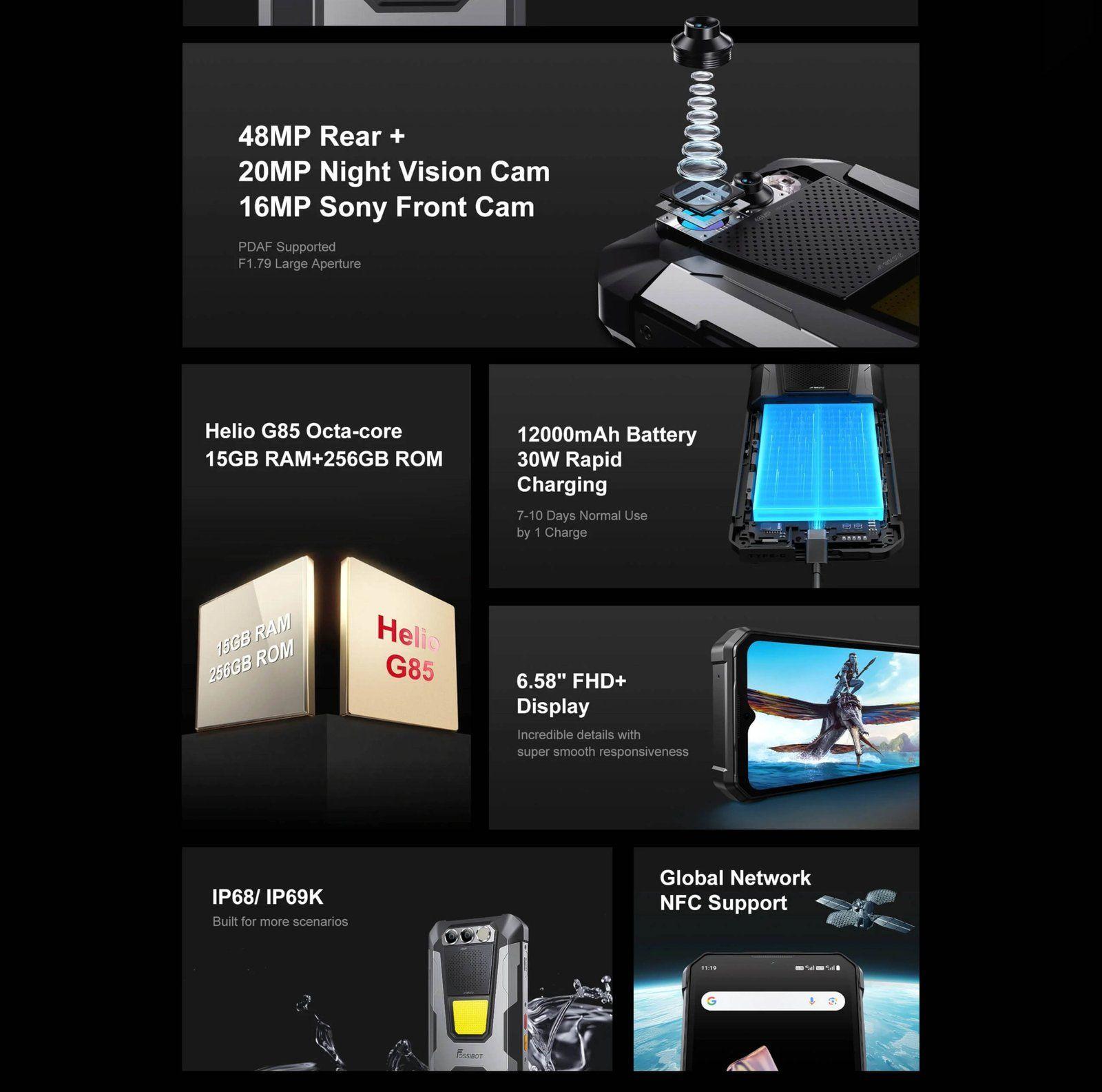 FOSSiBOT F106 Pro - Smartphone Rugerizado Batería Gigante-2