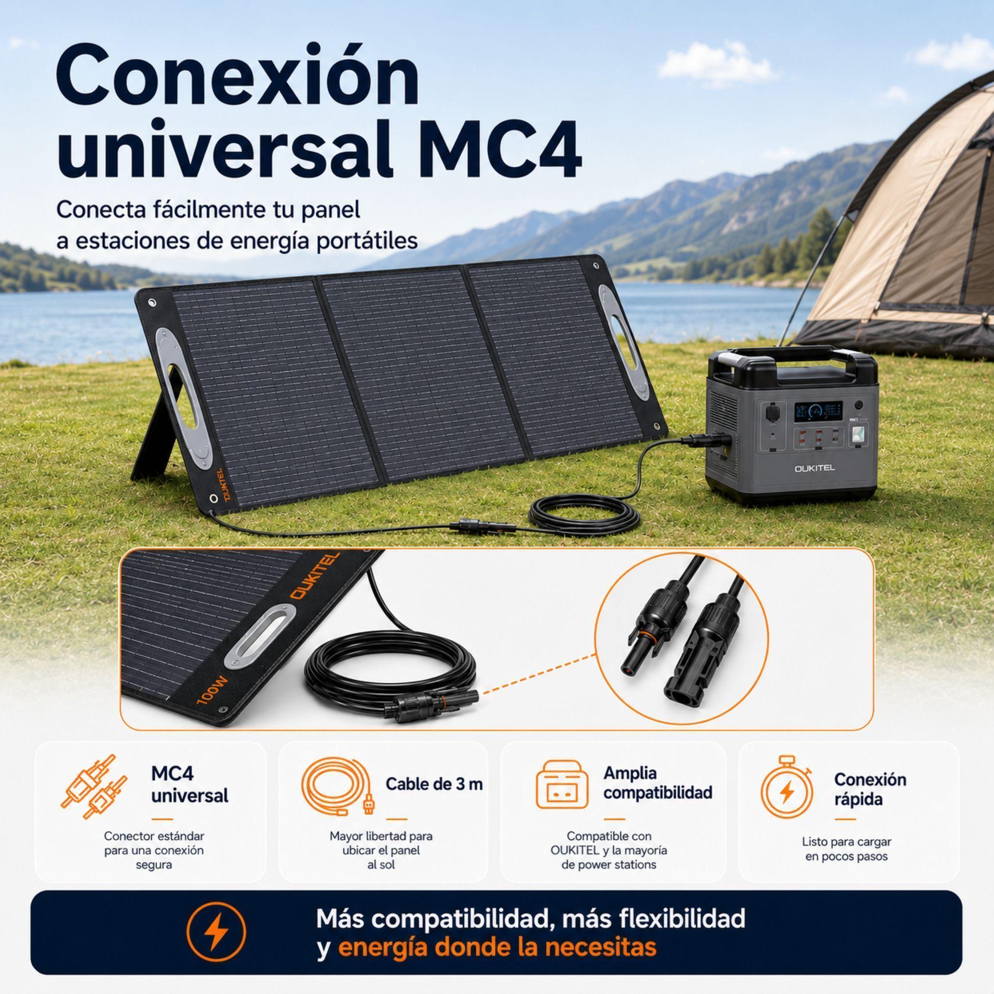 Panel Solar Portatil OUKITEL 100W Monocristalino e IP68-5