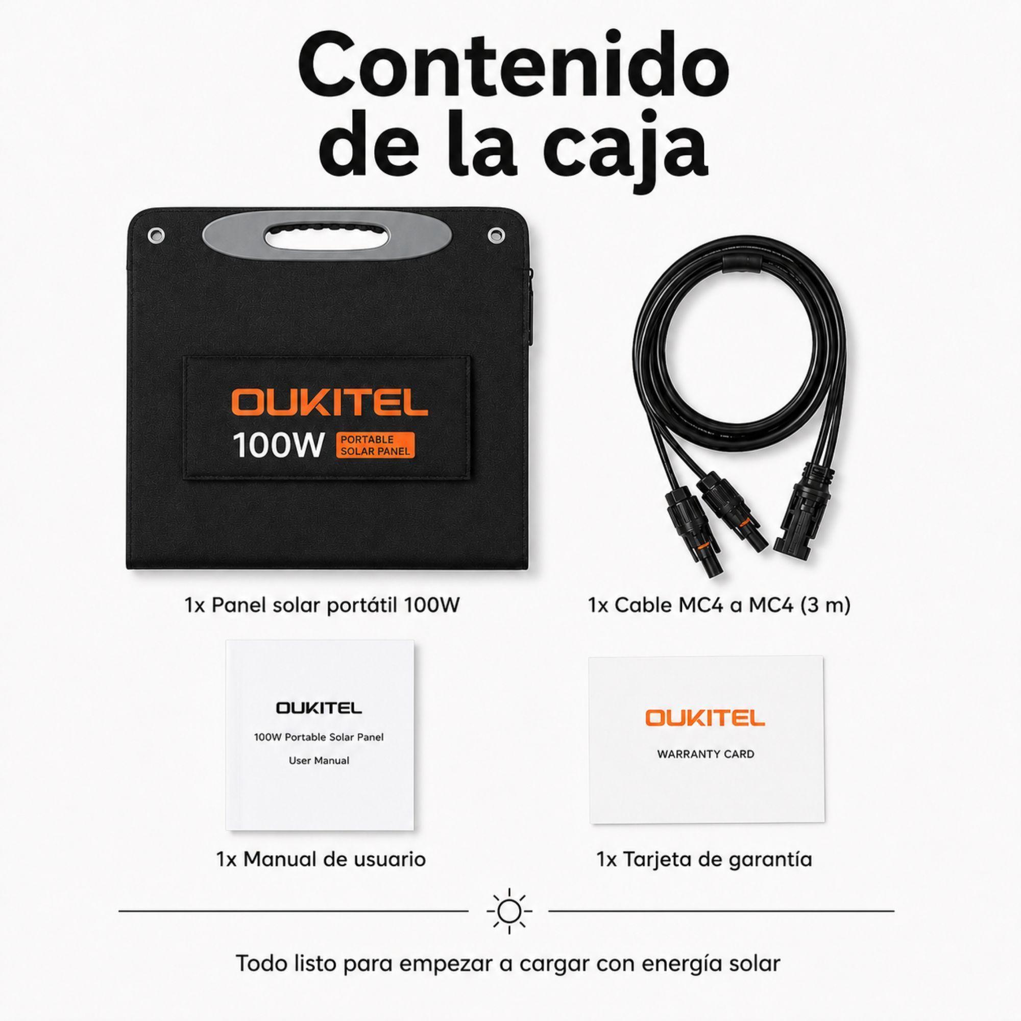 Panel Solar Portatil OUKITEL 100W Monocristalino e IP68-8