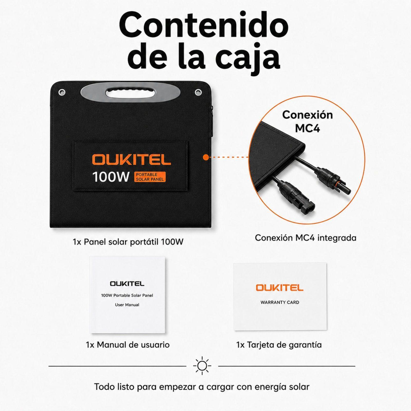 Panel Solar Portatil OUKITEL 100W Monocristalino e IP68-6